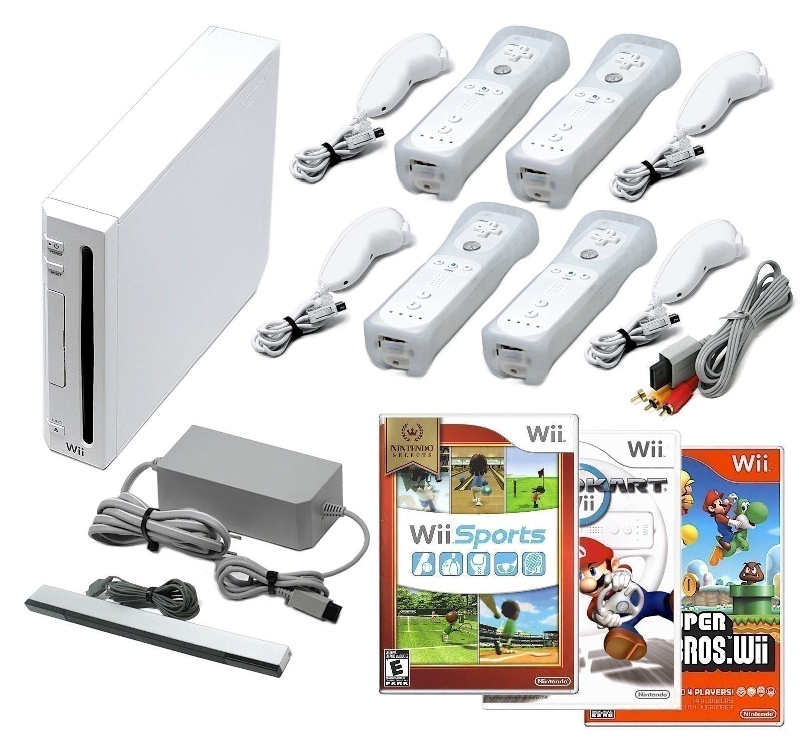 Nintendo Wii Console - White + Pick 1-4 Remotes, Wii Sports, Mario Kart & More