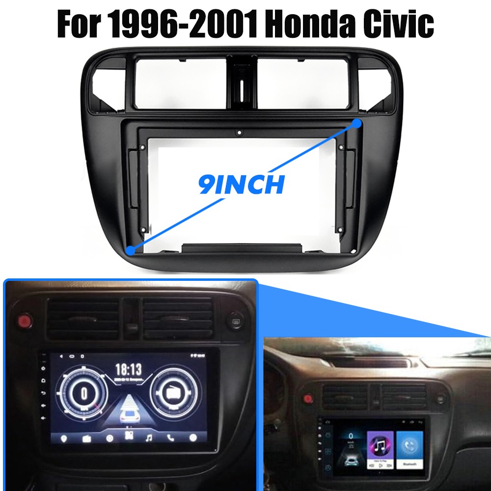 9-Inch Frame For 1996-2001 Honda Civic Car Stereo Radio Fascia Panel Dash Trim