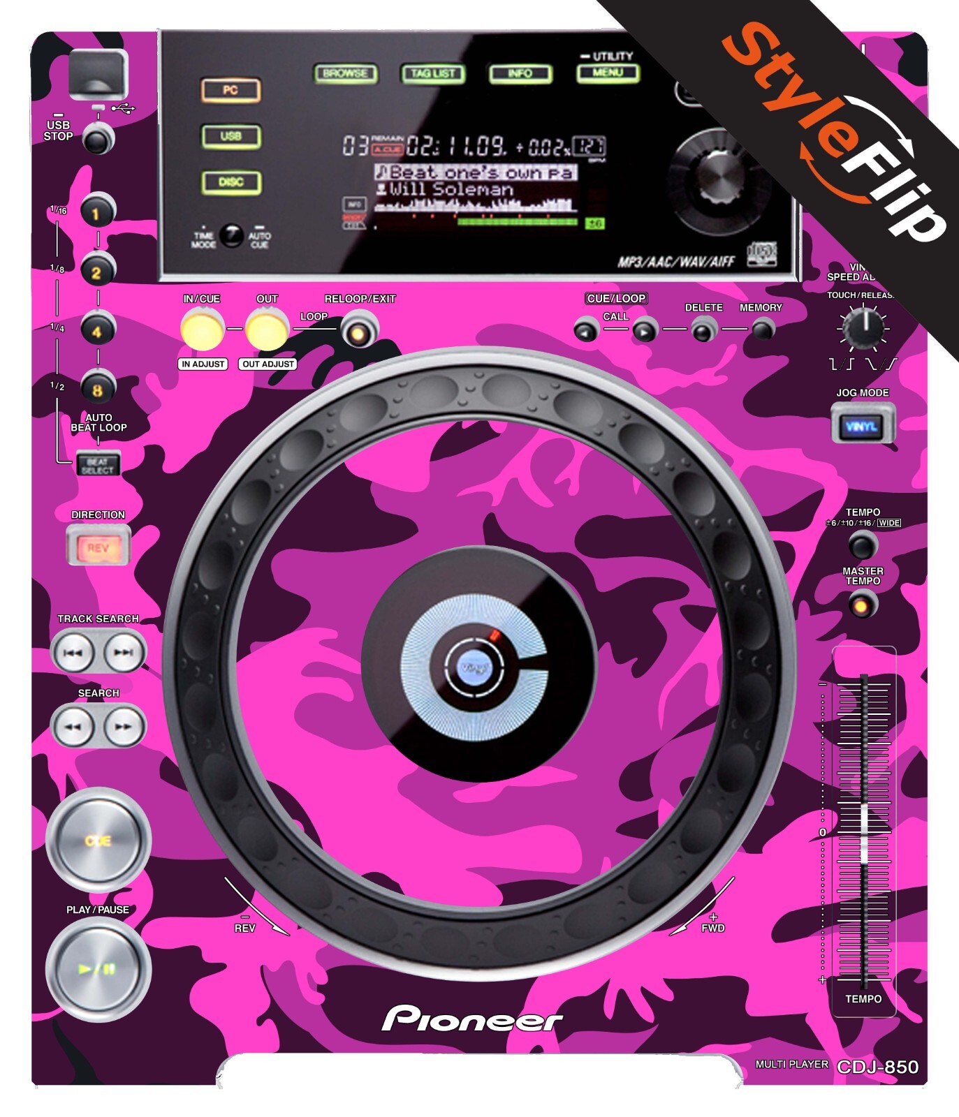 Pioneer CDJ-850 | Pink Camo | Protective Decal | StyleFlip Skins