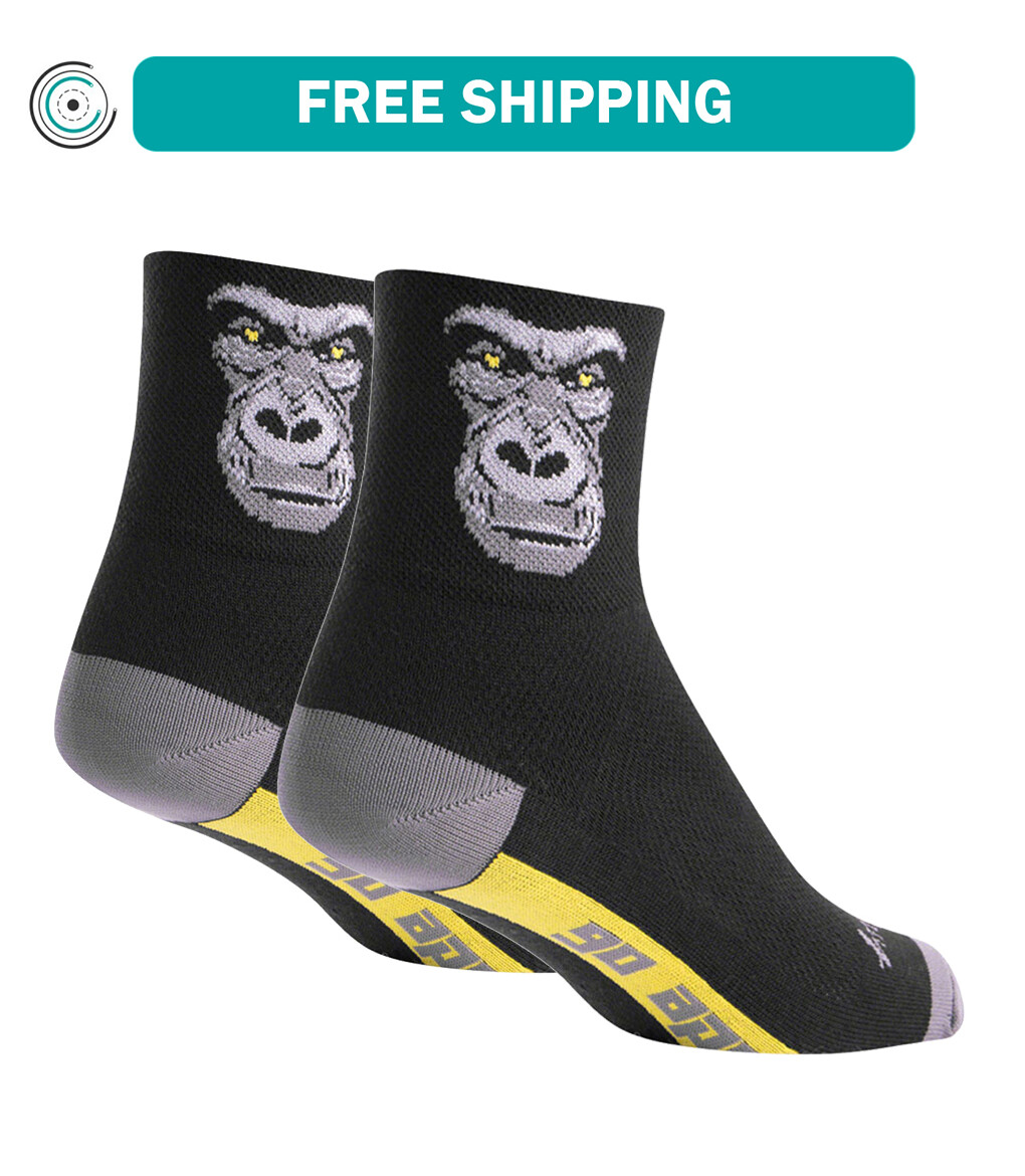 SockGuy Classic Silverback Gorilla Socks 3 inch Black Gray Large X-Large