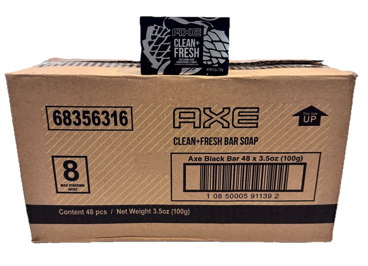 NEW! Case Of 48 Bars Of Axe Clean & Fresh Face & Body Soap 3.5oz Each Bar
