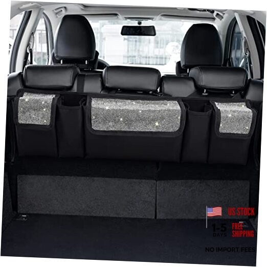 Car Trunk Organizer and Storage, Backseat Hanging Organizer for SUV, White