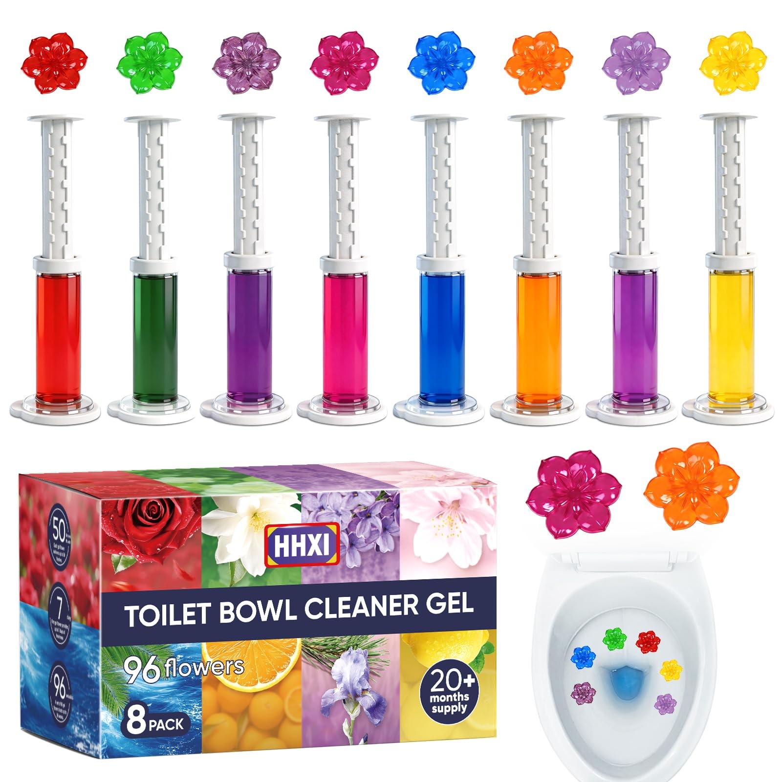 8 Pack Stamp, Bowl Cleaner , 8 Scents Flower Shaped, Long-Lasting Bathroom Fr...