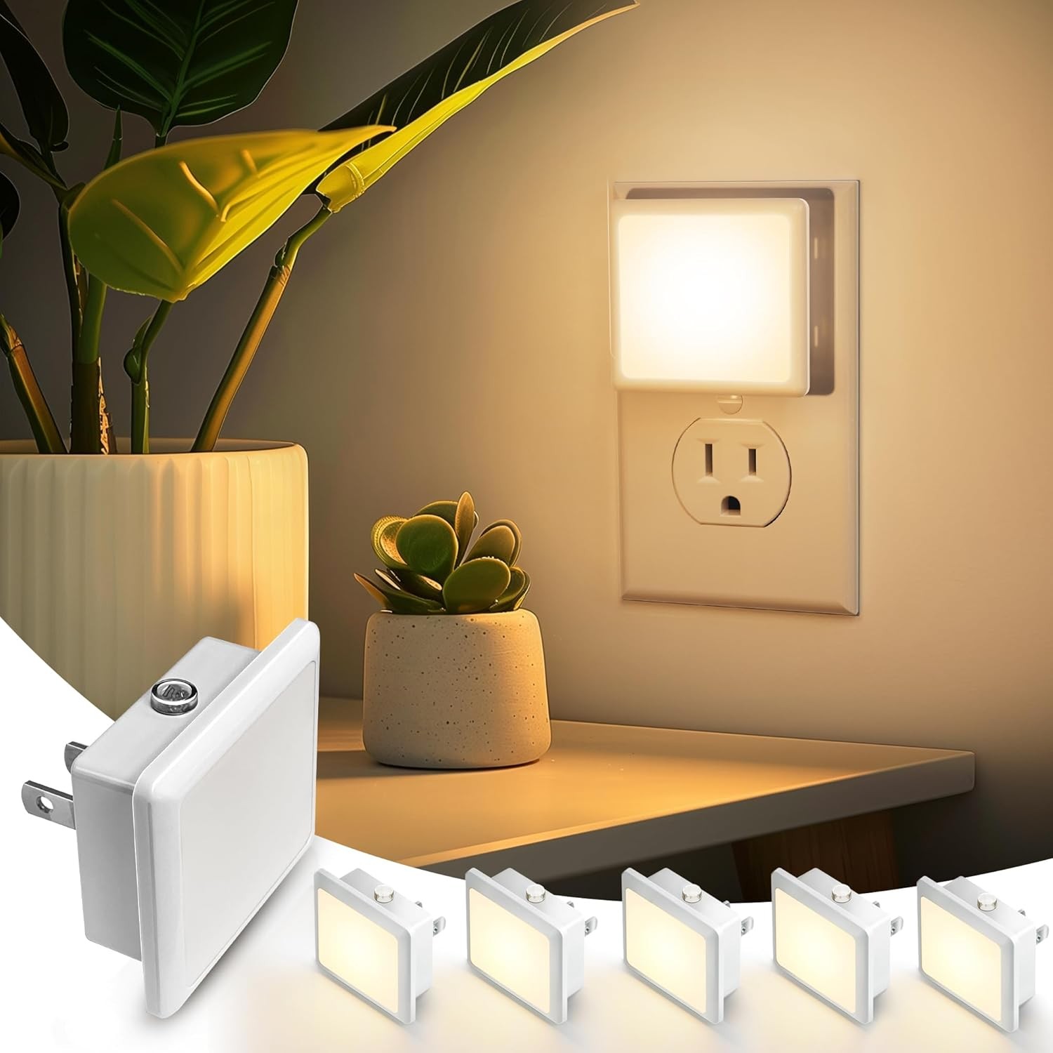 L LOHAS LED Night Lights Plug into Wall, [6-Pack] in 6 PACK, Soft White