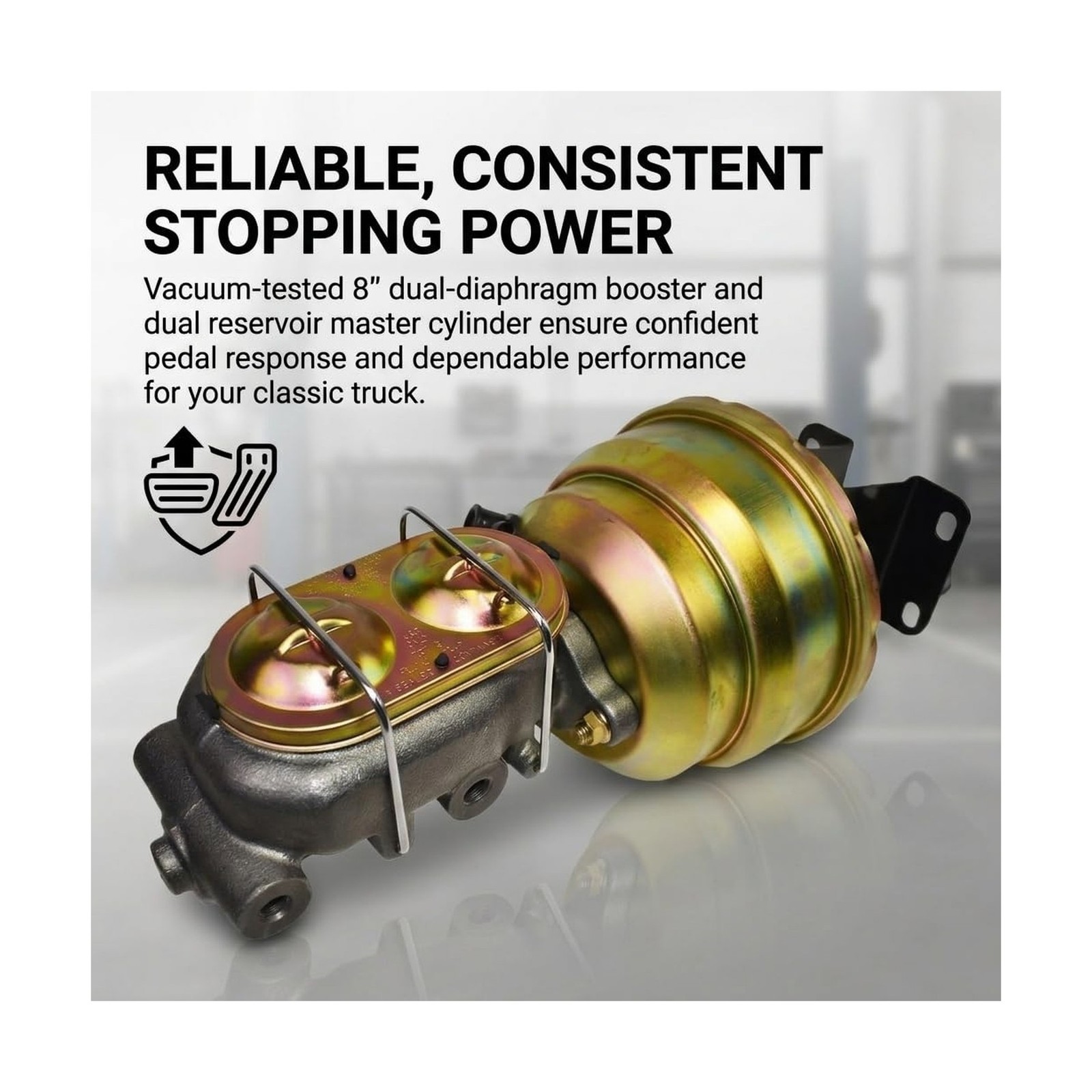 Complete 8" Dual Power Brake Booster & Master Cylinder Conversion Kit Compati...
