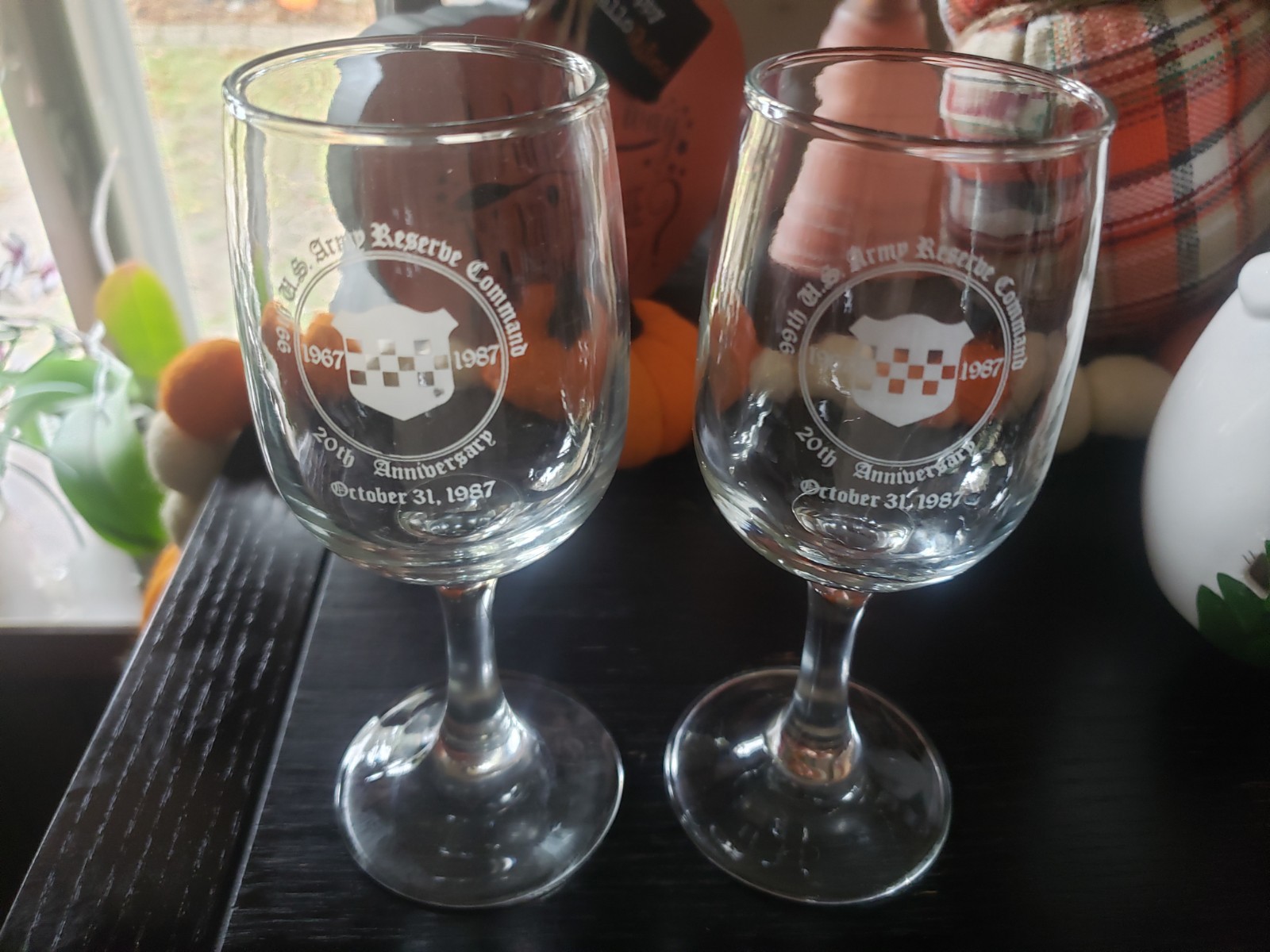 99th U.S. Army Reserve Company Wine Glasses 20th Anniversary