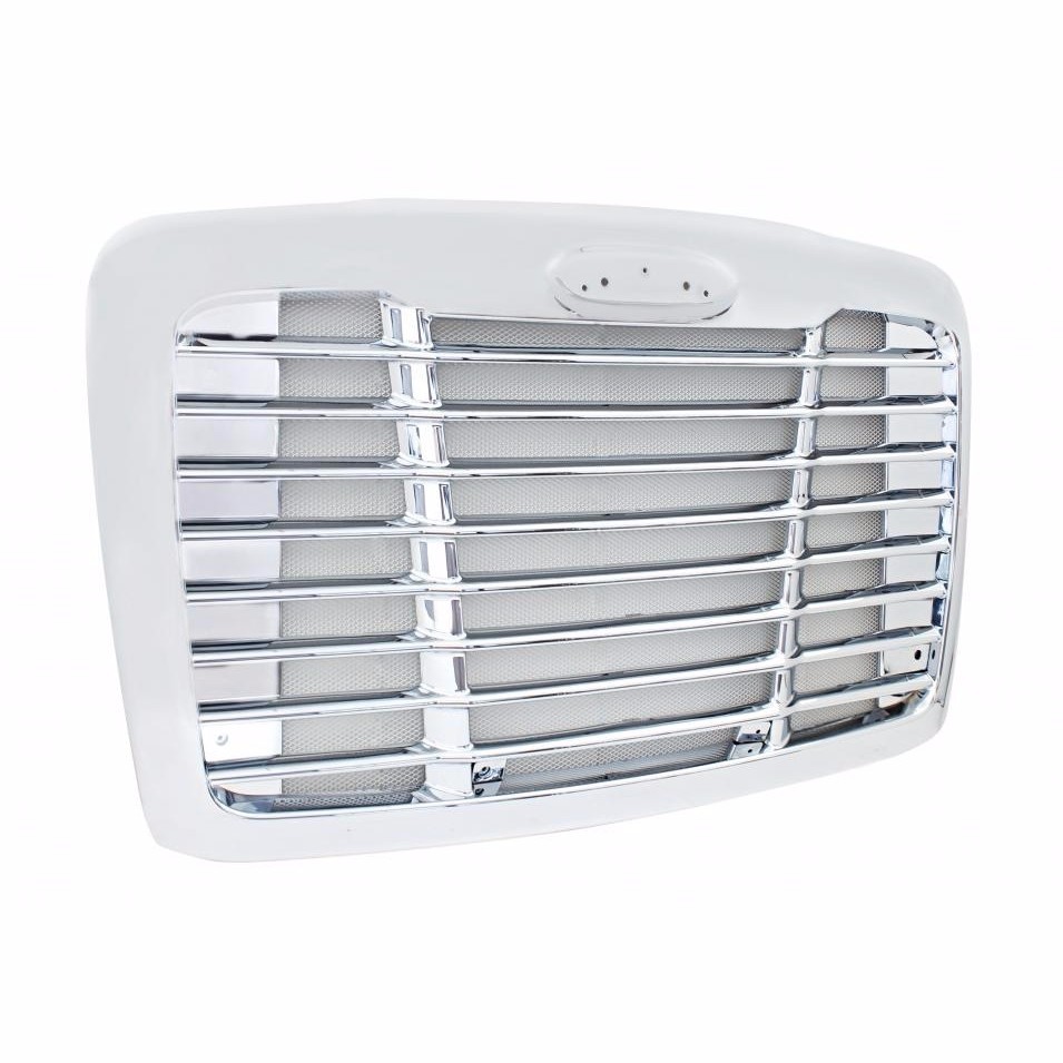 All Chrome Freightliner Cascadia 2008+ Grill with Aluminum Chrome Bug Screen