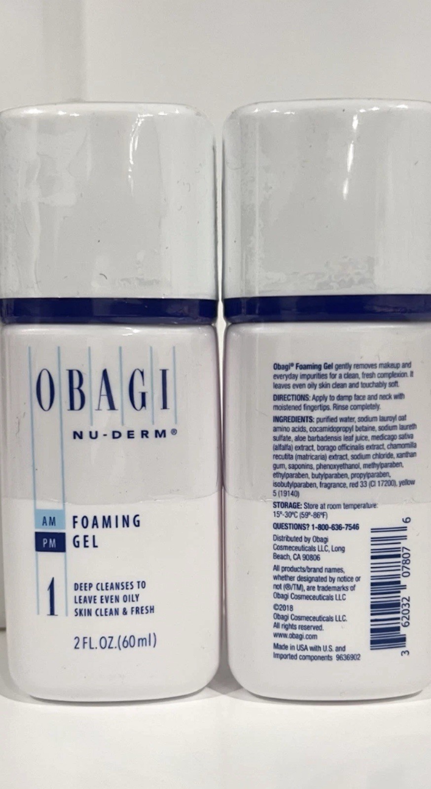 Obagi Nu Derm Foaming Facial Daily  Use Gel Cleanser 60ml X 2 ( Set Of 2 SEAL)
