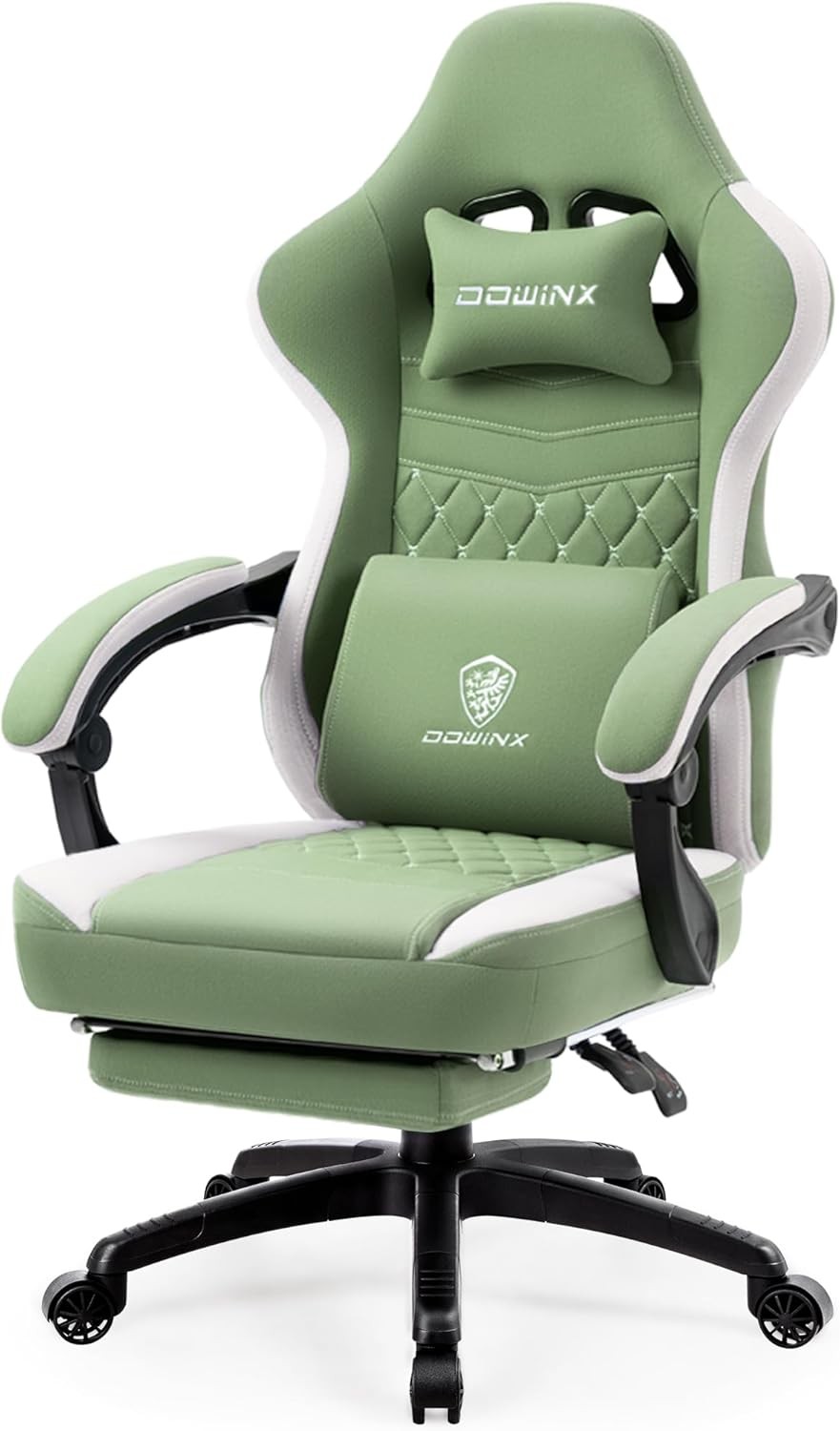 Gaming Chair with Footrest Breathable Fabric Dowinx