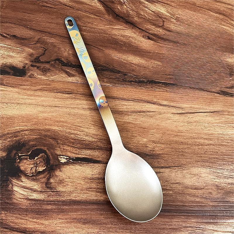 Pure Titanium Long Handle Spoon Spork Lightweight Portable Cutlery EDC Flatware