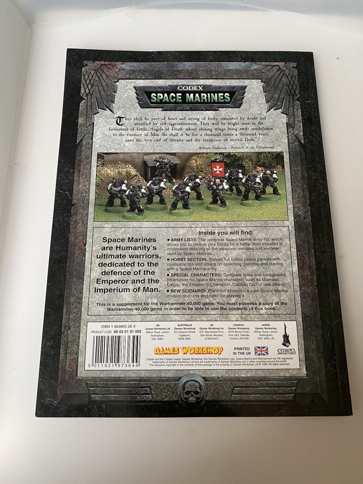 40k 3rd Ed Space Marines Codex, OOP Softcover Book, V.Good Condition
