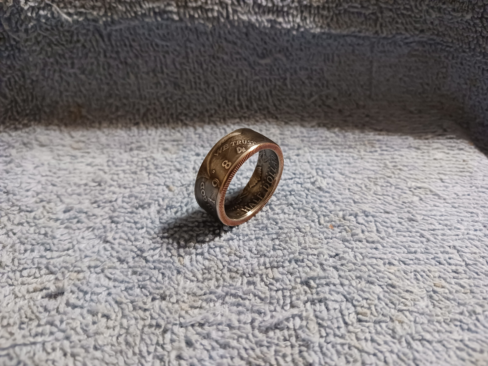 1984 Kennedy Half Dollars  size 11 coin ring  handmade mixed metals
