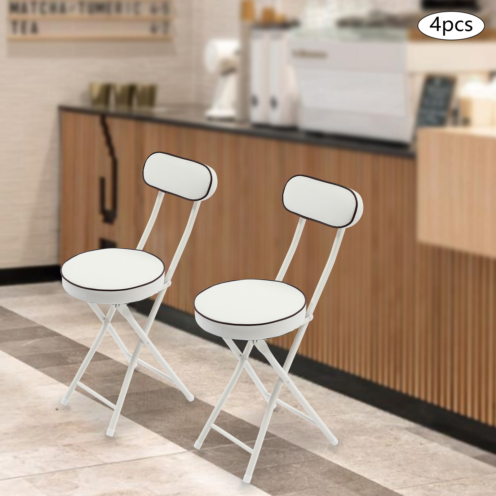 4pcs Upholstered Counter Stool Bar Stool Portable Folding Kitchen Dining Chair??