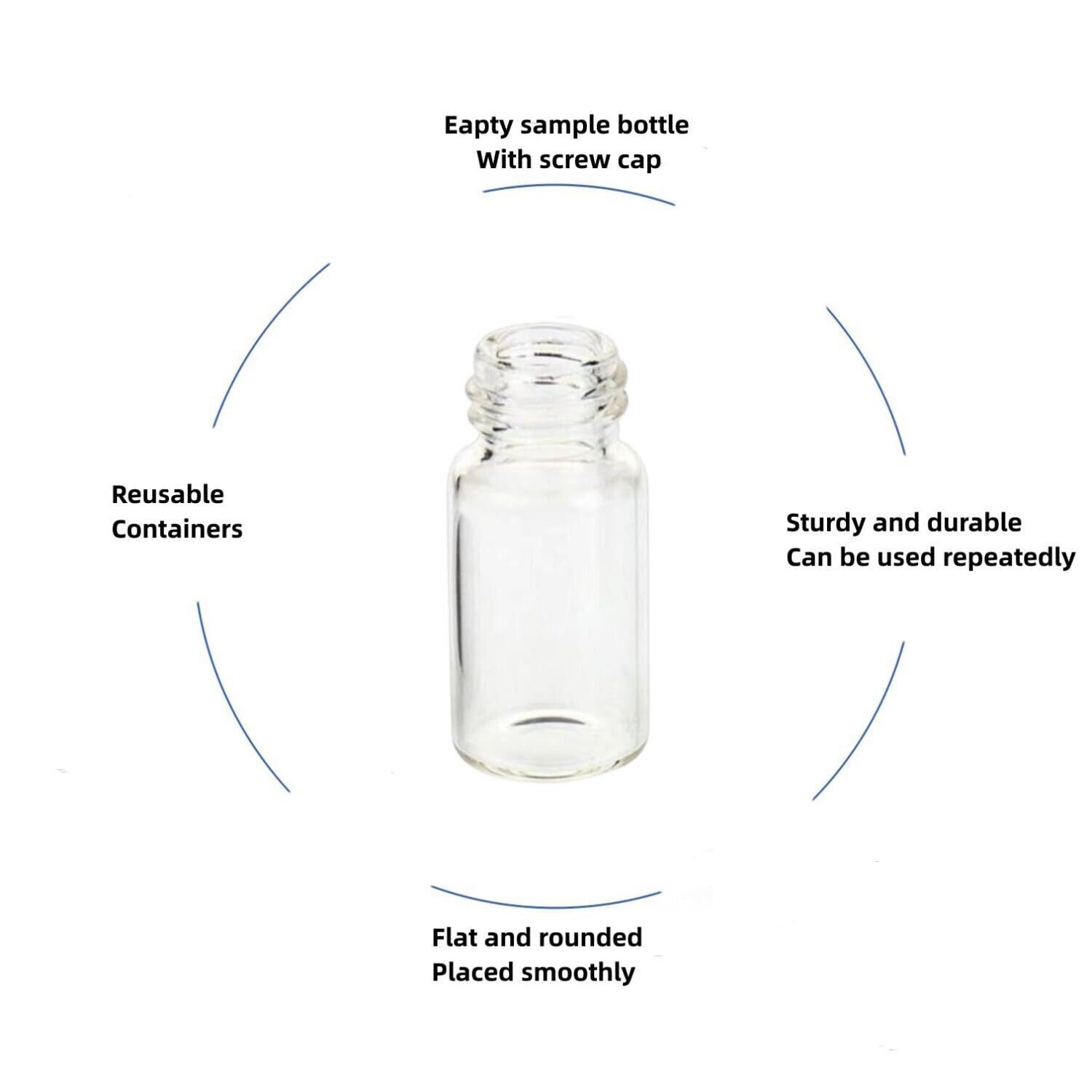 50pcs 3ml Mini Small Clear Glass Bottles Empty Sample Vials Jars with Screw Caps