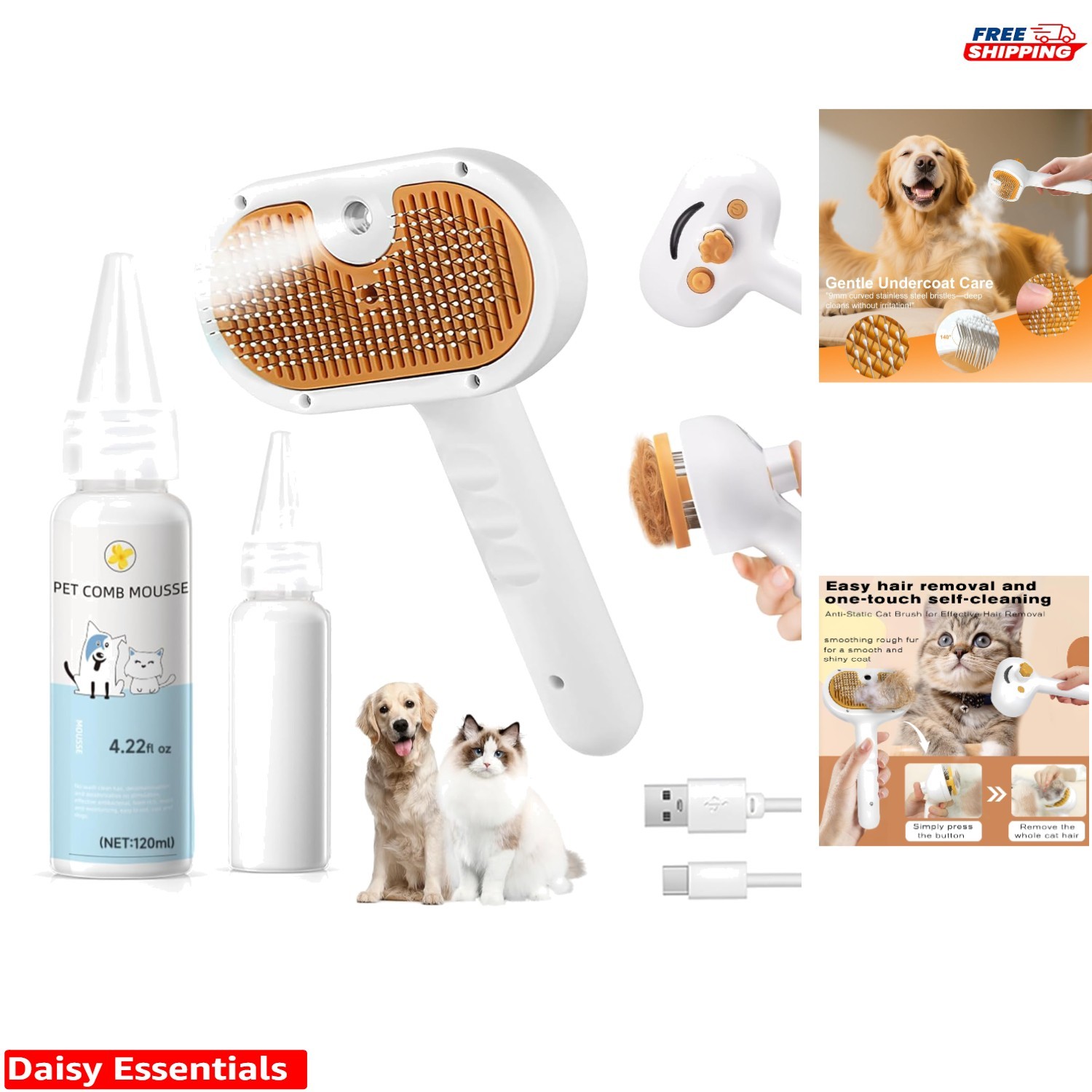 Lightweight Pet Grooming Tool with Waterless Shampoo – Perfect for Dogs & Cats