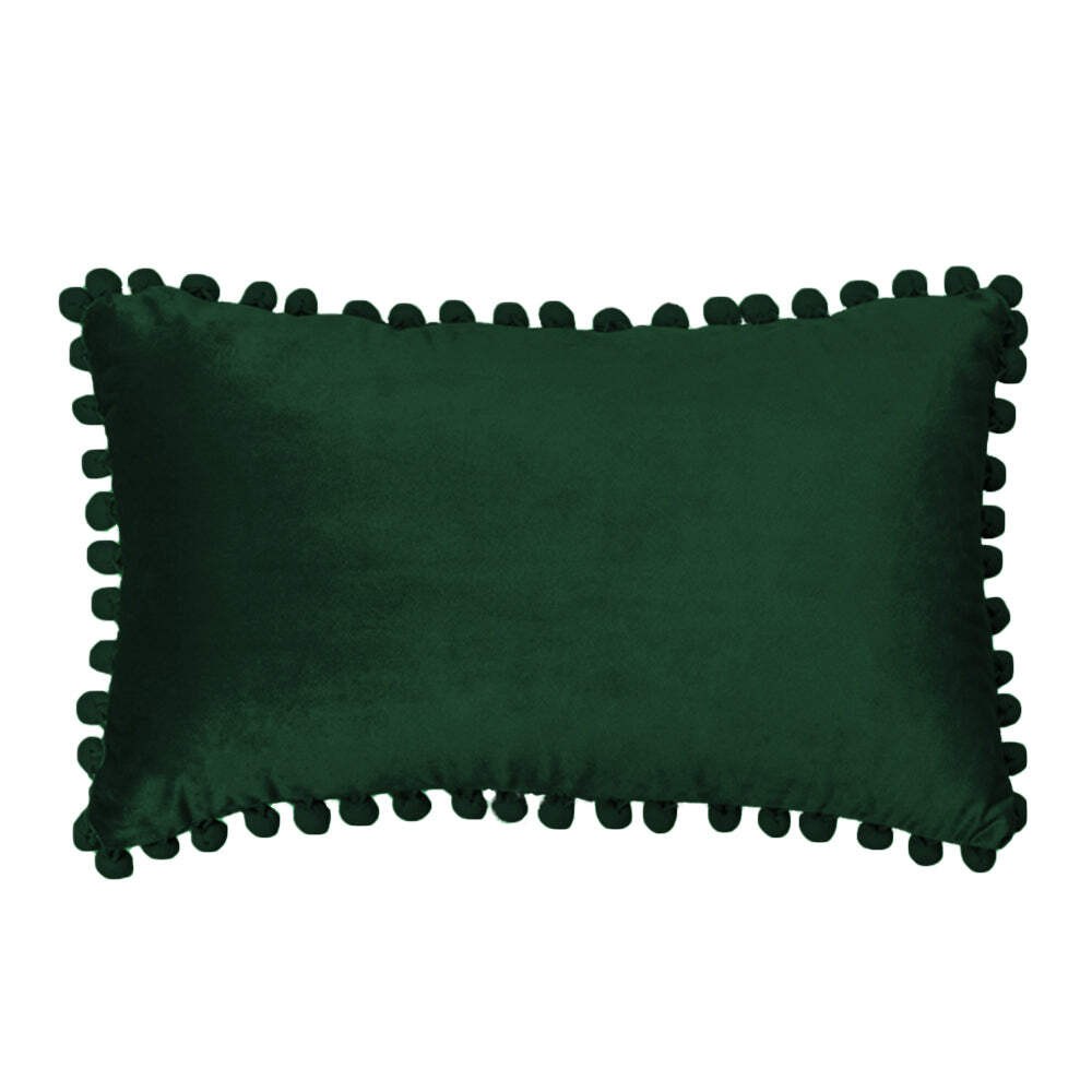 Rectangular Pompoms Throw Pillow cover and 330g insert size 12"x20" lumbar pillo