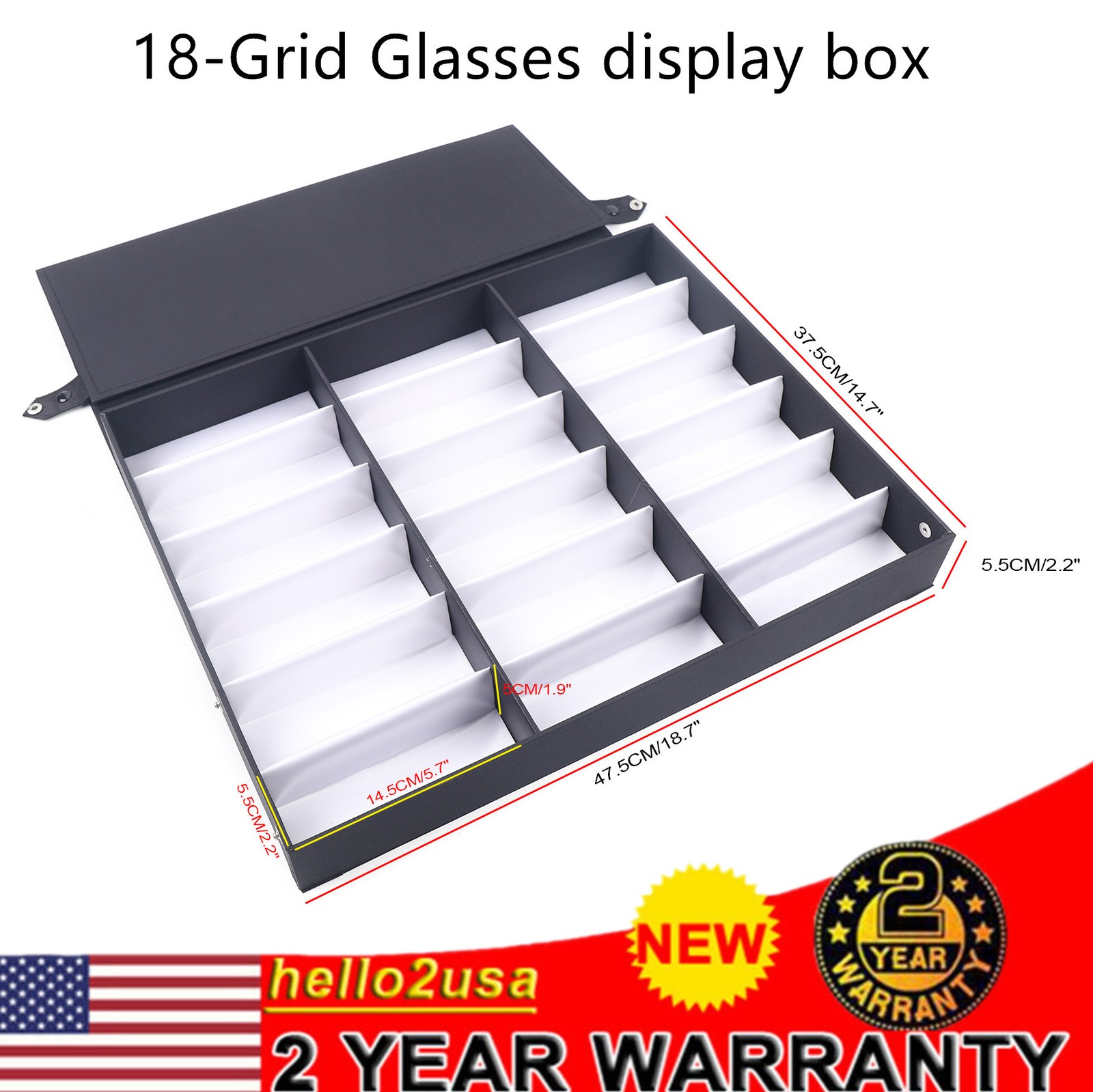 18 Slots Sunglasses Organizer Eyeglasses Storage Box Display Case Glasses Holder