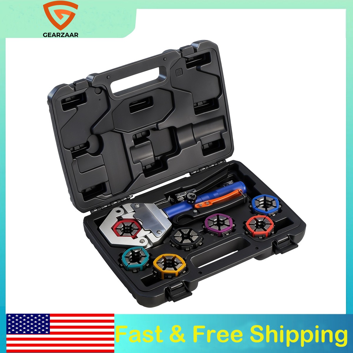 Handheld Hydraulic AC Hose Crimper Kit Crimping Tool Repair Air With 7 Die