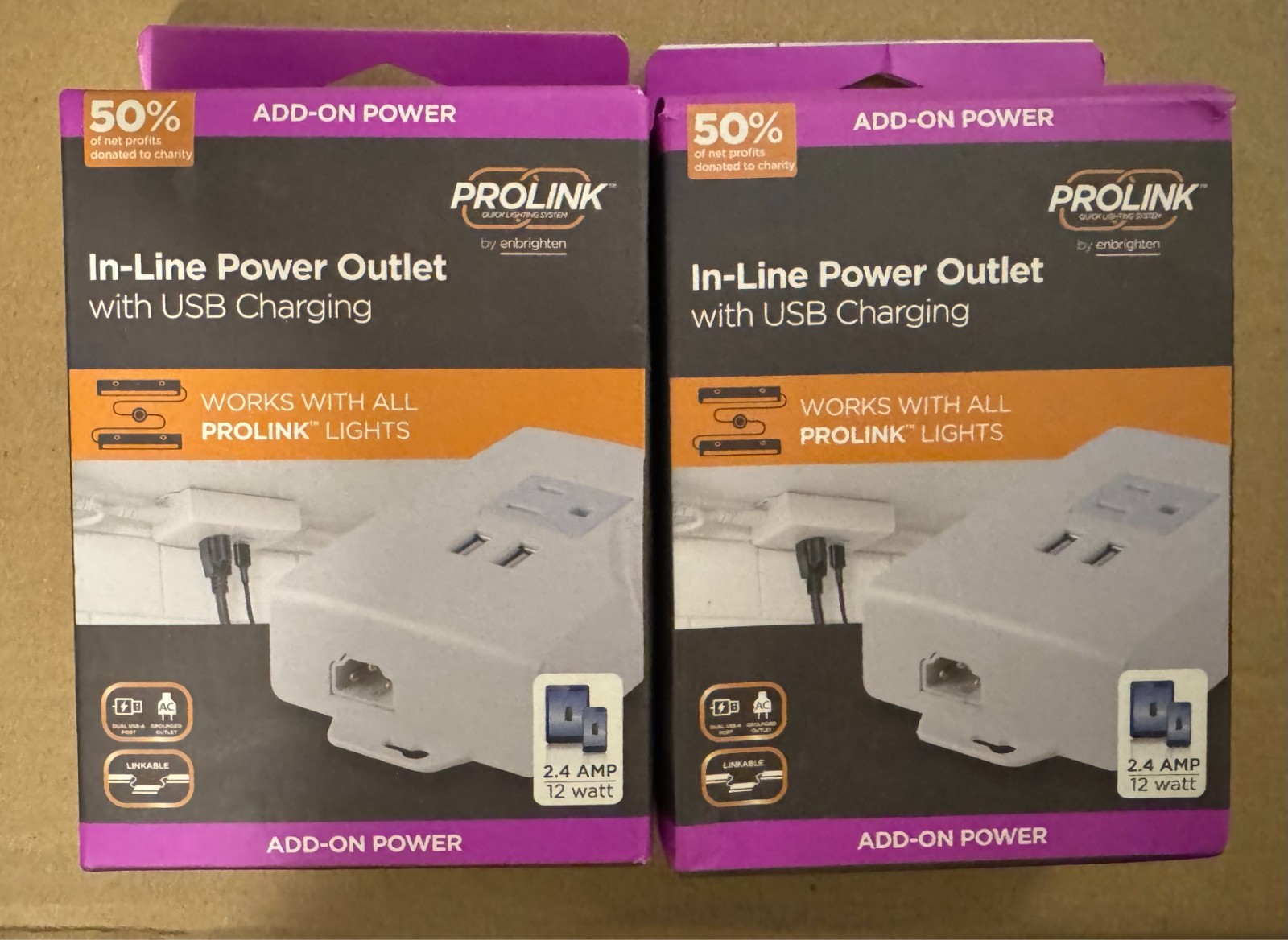 Ultra Prograde ProLink In-Line Power Outlet with USB Charging 2-Pack 54880 NEW