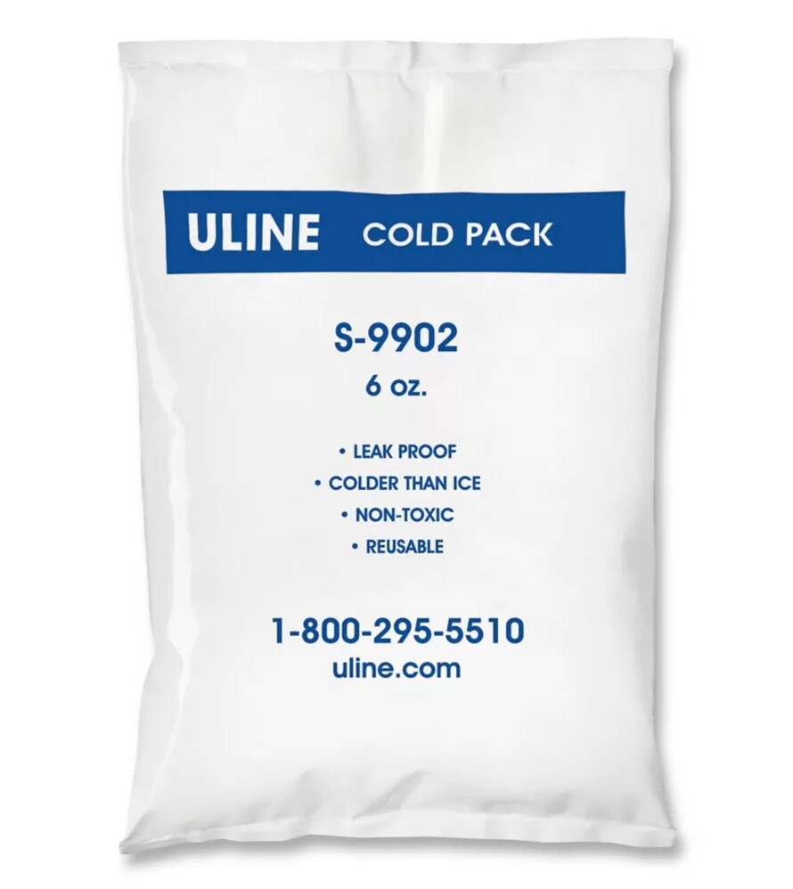 Cold Pack Reusable 6 oz. 5-1/2" x 4" x 3/4" Uline S-9902 FDA compliant Thick 4mm