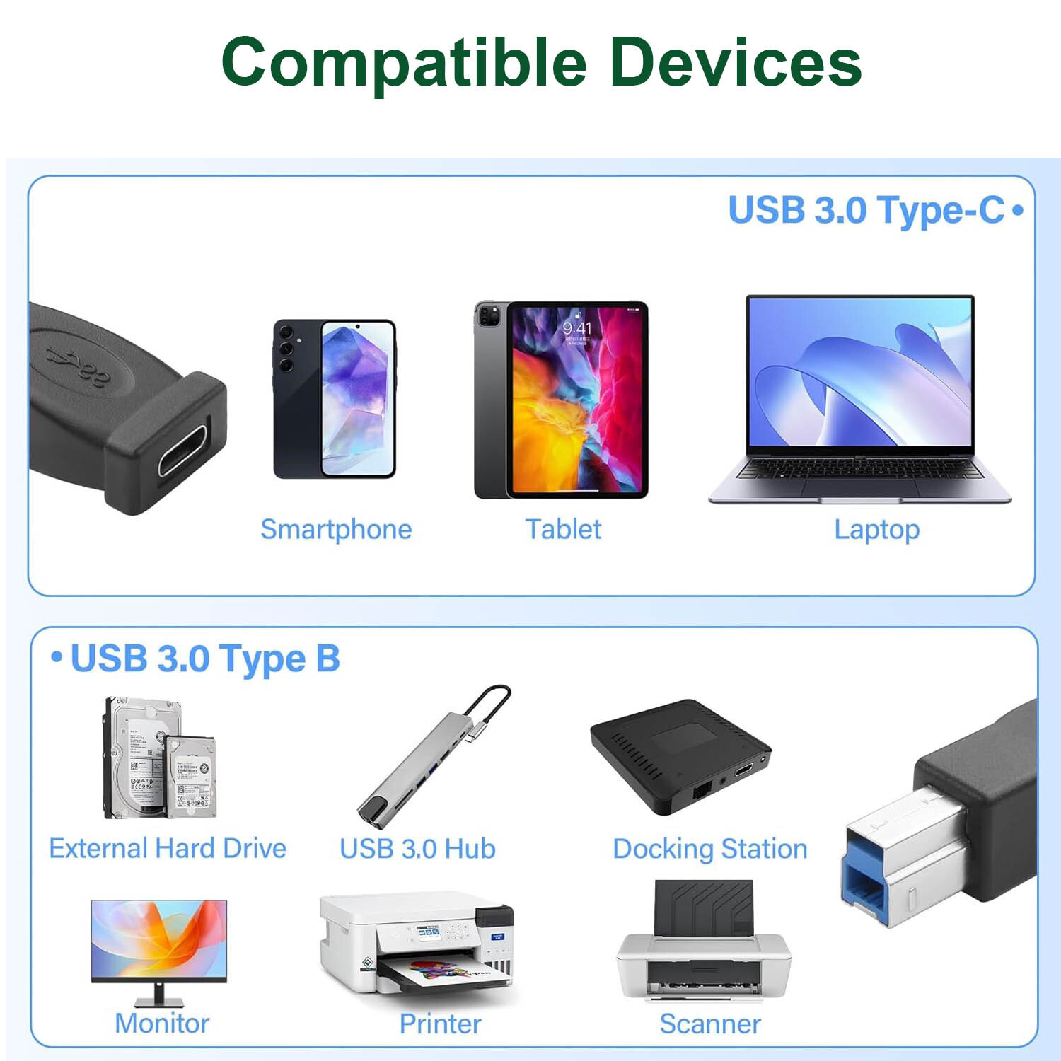 USB Type C Female to USB B 3.0 Adapter Connector Converter 5Gbps Printer Scanner