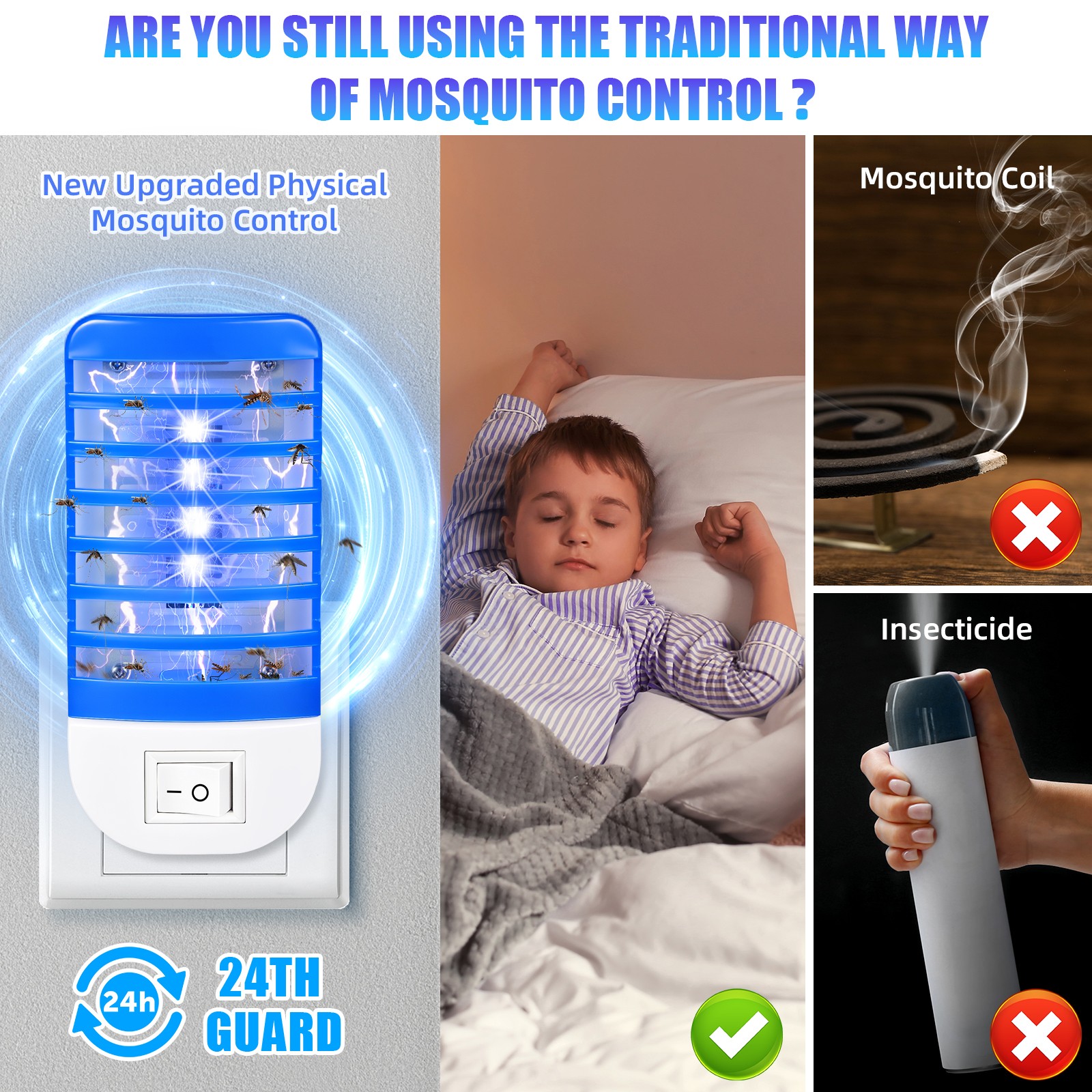 4 Dark Blue Rectangular Lamps: Efficient Mosquito-Killing Solutions