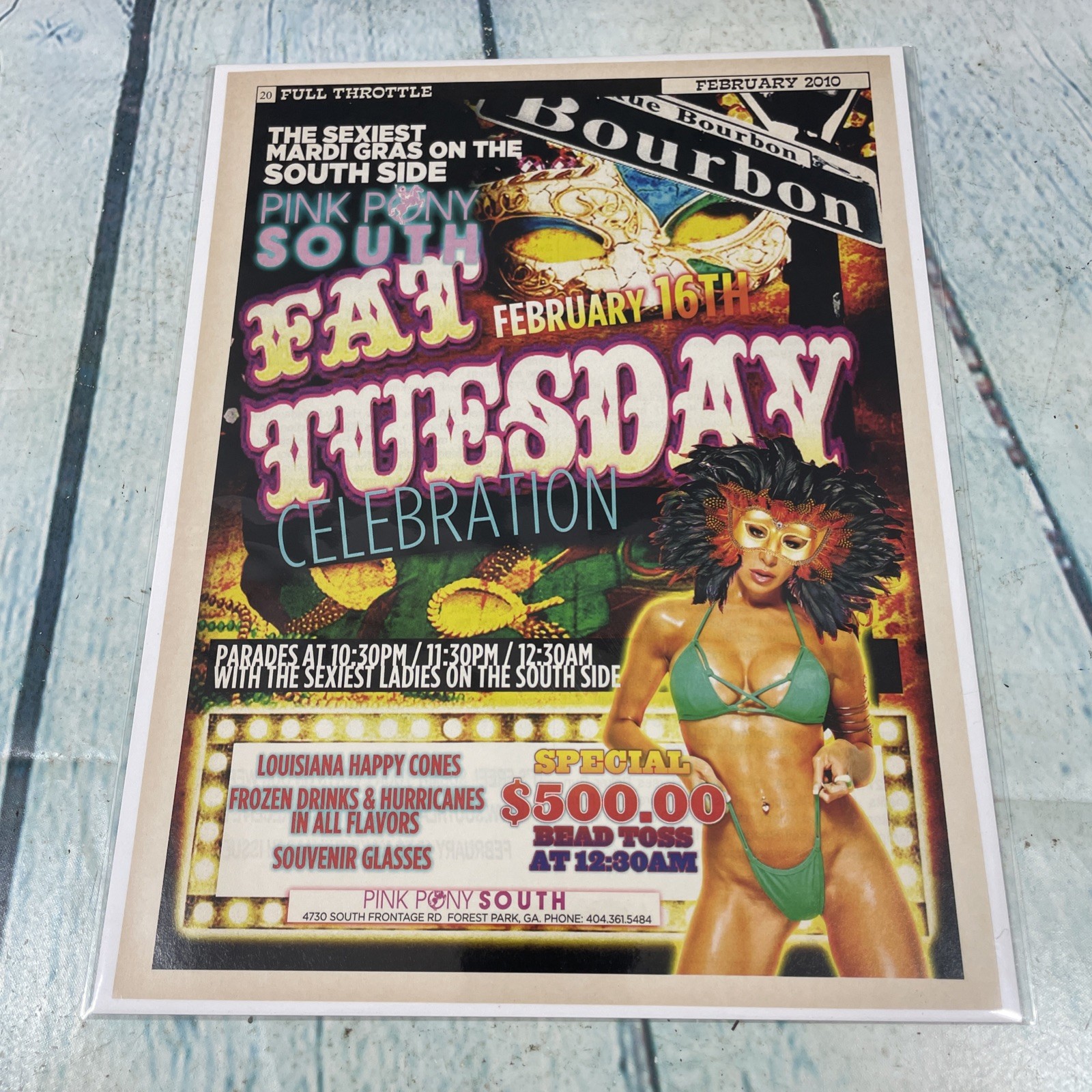 2010 Fat Tuesday Mardi Gras Sexy Lady Vtg Print Ad/Poster Pinup Art Magazine Pg