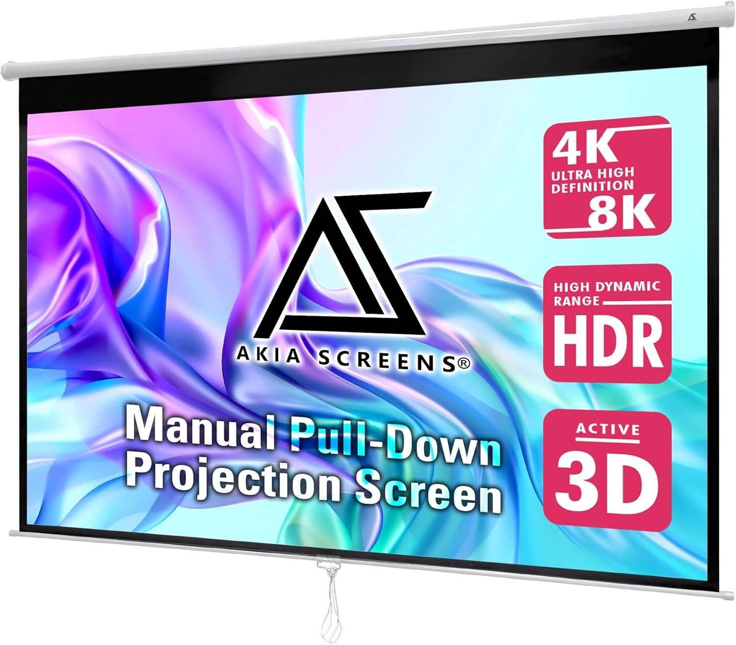 16:10 Retractable Projector Screen - Auto-Locking and Wall/Ceiling Mountable