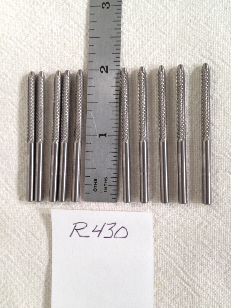 10 NEW 1/8" (.125) SHANK CARBIDE BURRS. SINGLE CUT. 2" OAL. USA MADE (R430)