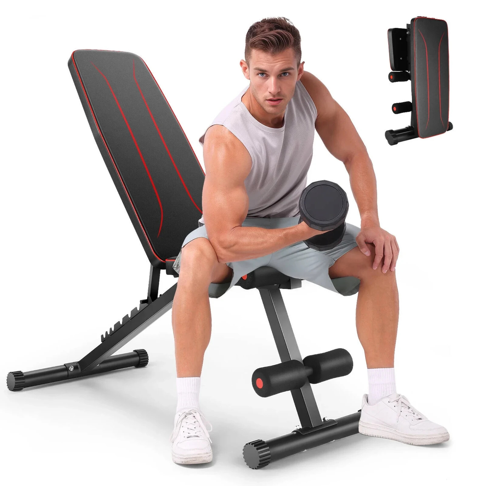 660LBS Folding Weight Bench Adjustable Workout Bench Exercise Bench Gym Bench US