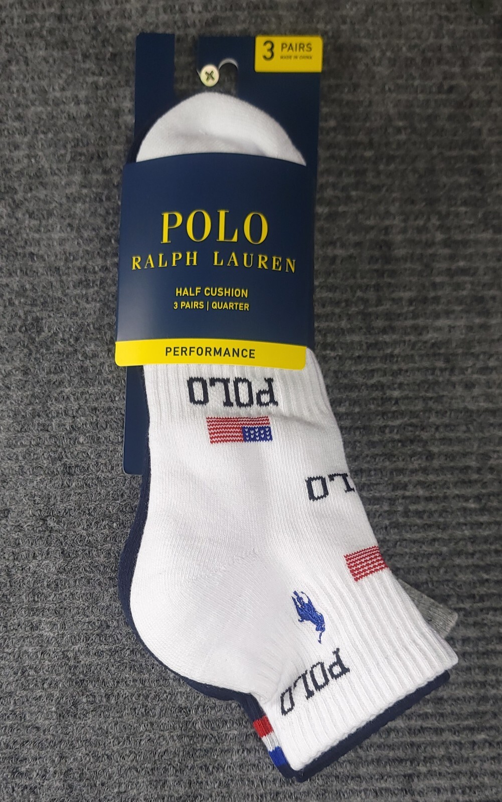 Polo Ralph Lauren 3 Pairs Classic Men Flag Sport Multi Socks Shoe Size 10-13