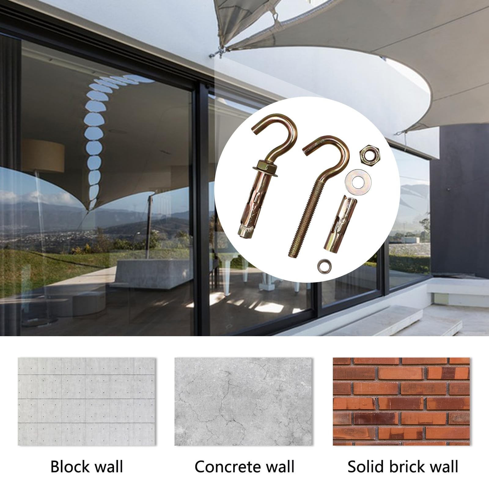 Brick Hooks,25/64" x3-1/2 Concrete Wall Hooks for Cement Ceiling | for Hangin...