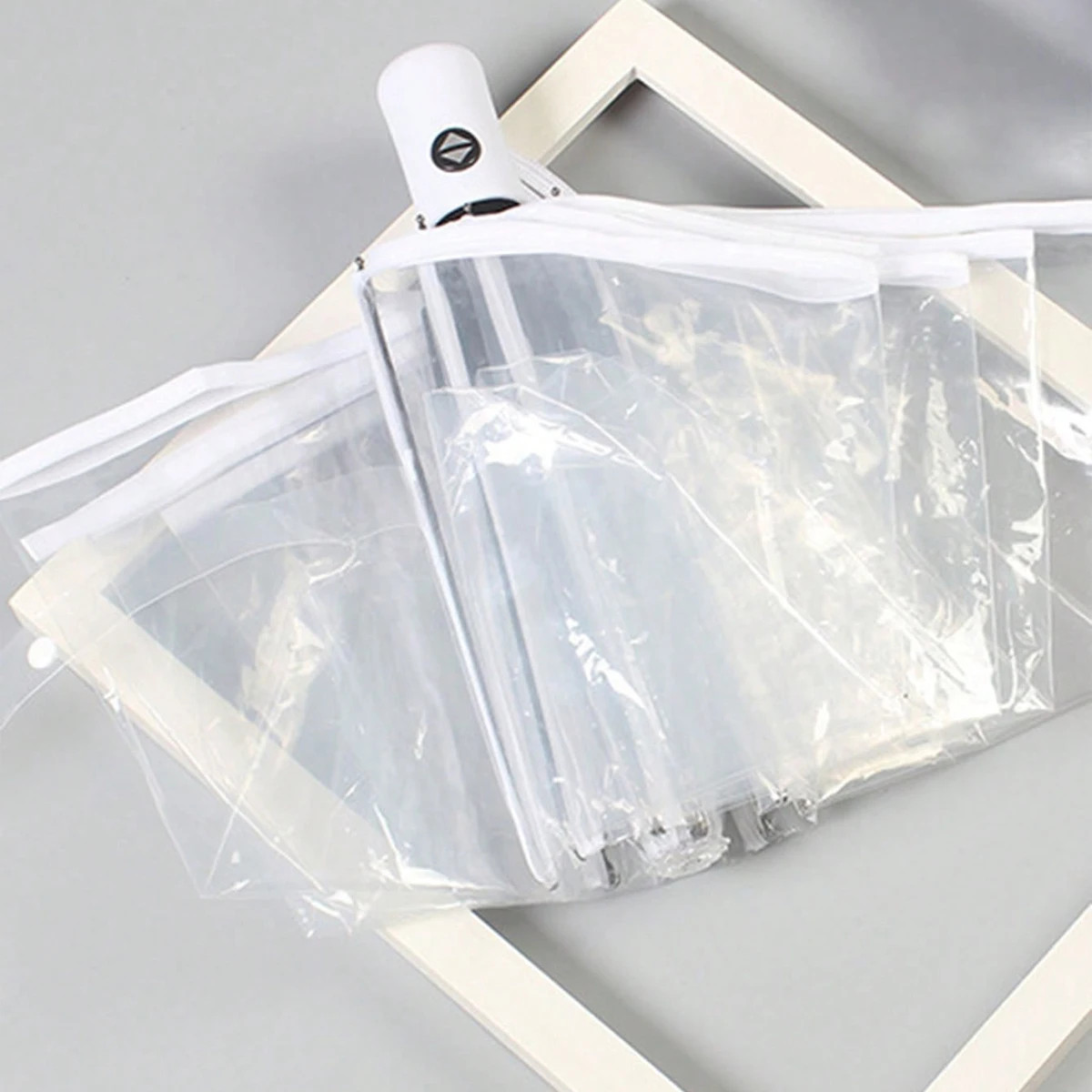 1 fully automatic , outdoor triple fold rainproof visual transparent umbrella fo