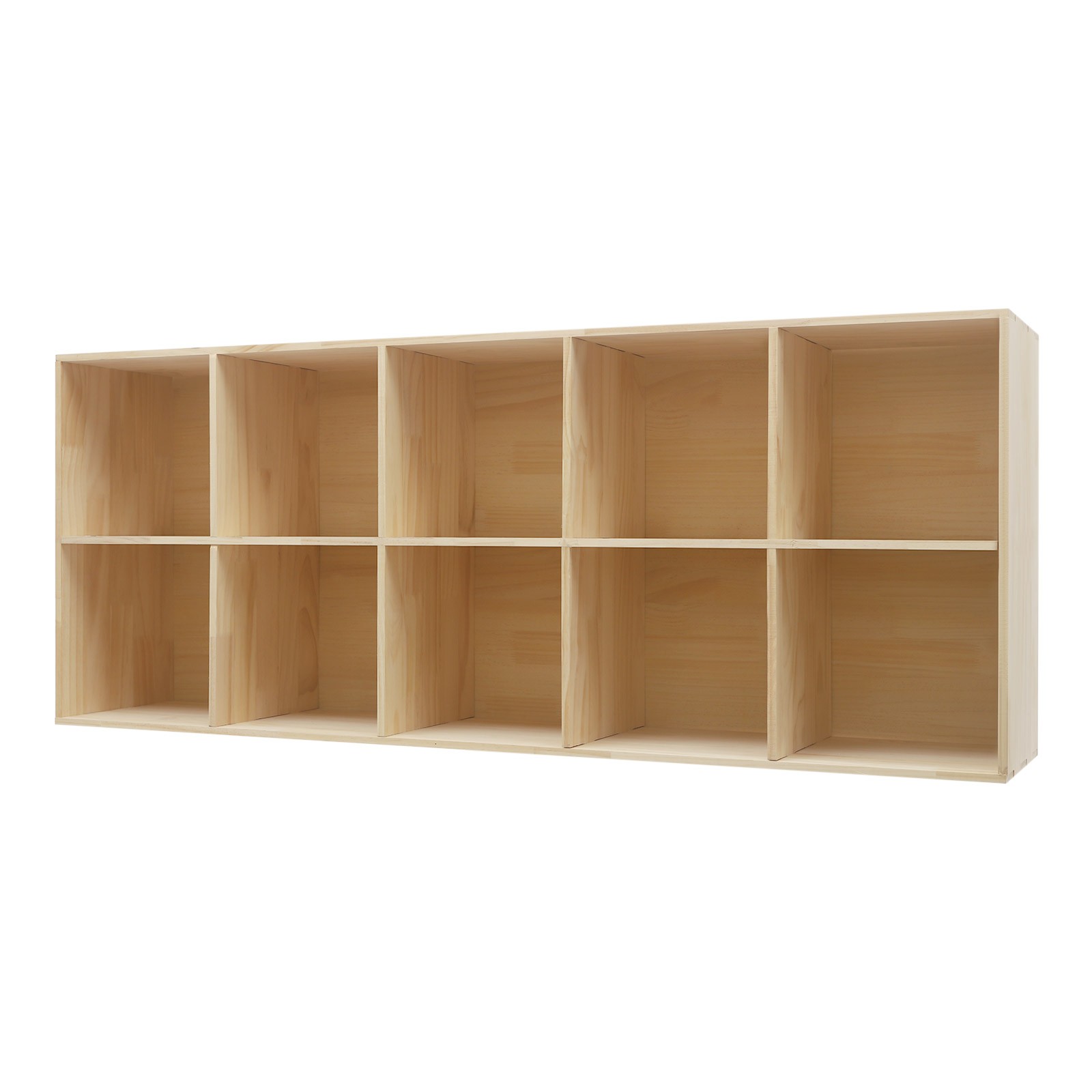 10 Cube Solid Wood Shelves, Wooden Shelf Bookcase, Floor Standing Bookshelf