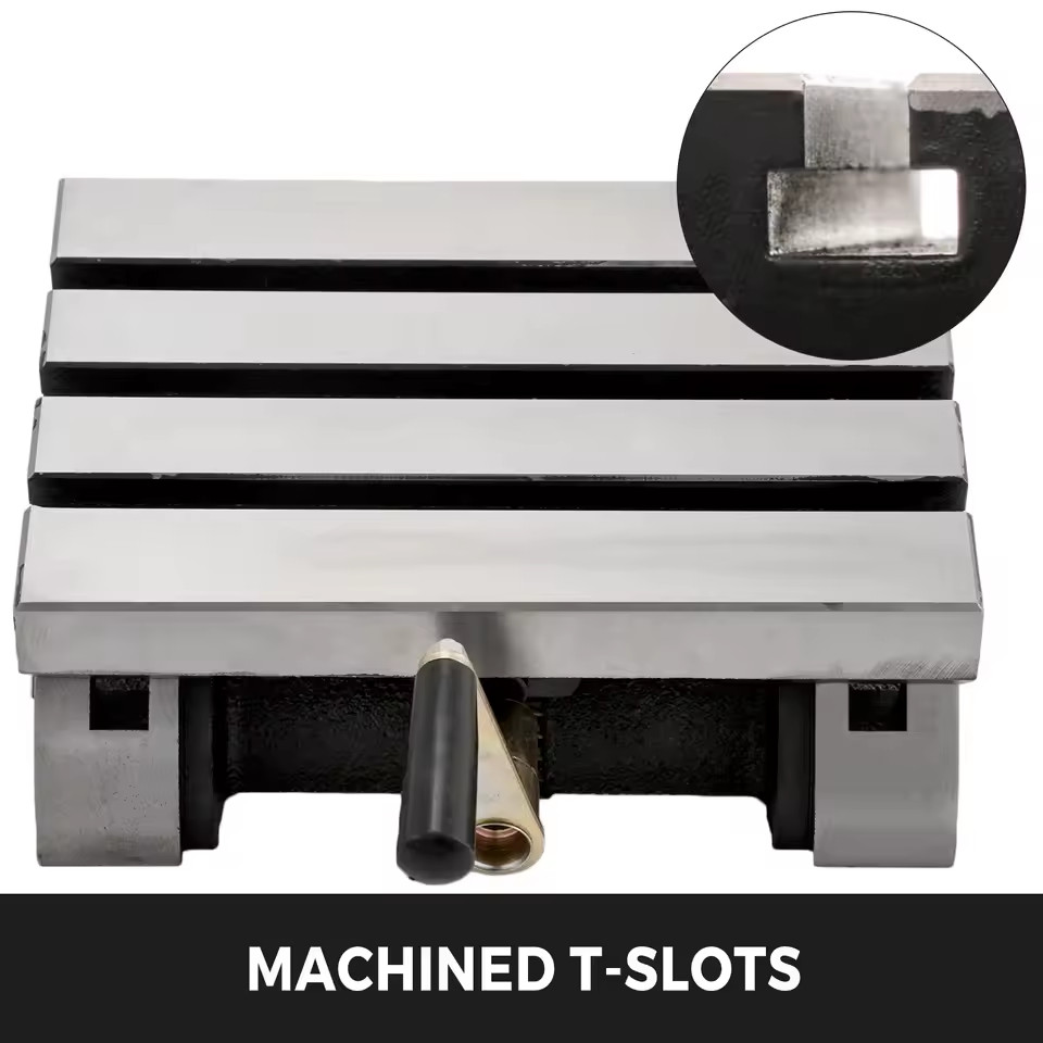 Tilting Milling Table Adjustable Rotary Worktable Machine with 3 T-Slots & Crank