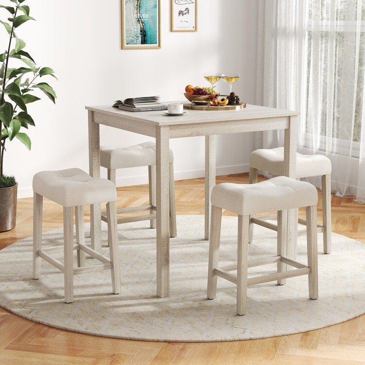 5-Piece Modern Dining Bar Table Set 4-Padded Bar Stools Kitchen Living Room Set