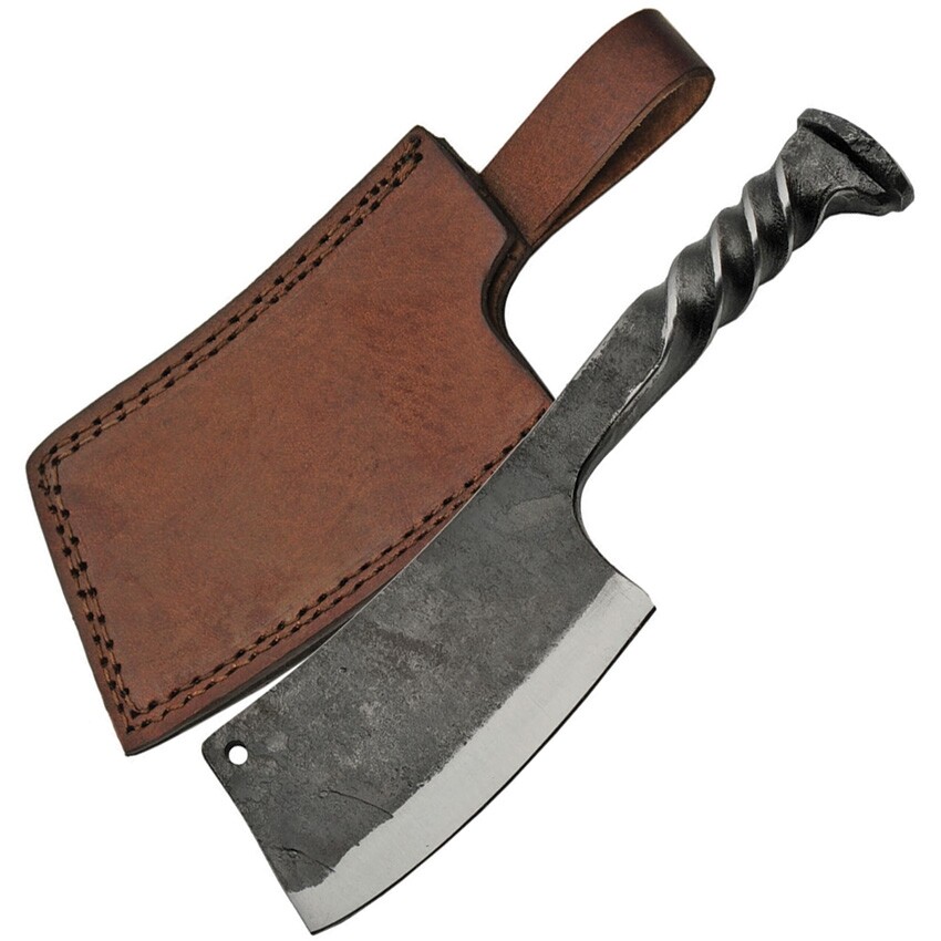 Railroad Spike Cleaver Fixed Knife 4.5 Carbon Steel Blade One Piece Construction