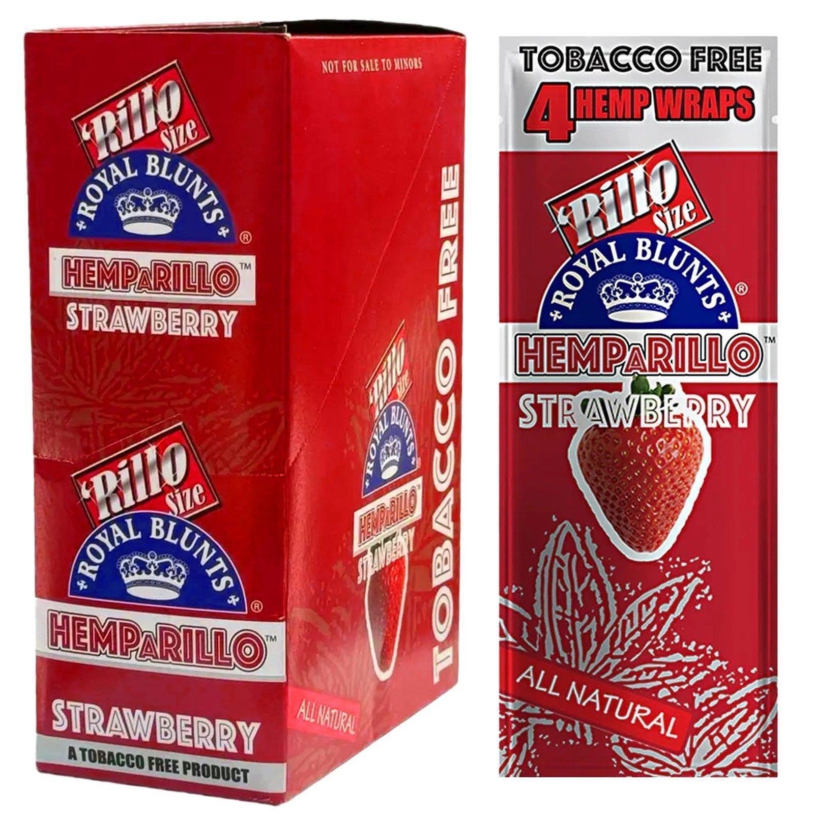 Hemparillo Rillo Size Rolling Paper - Box of 15 (Strawberry)