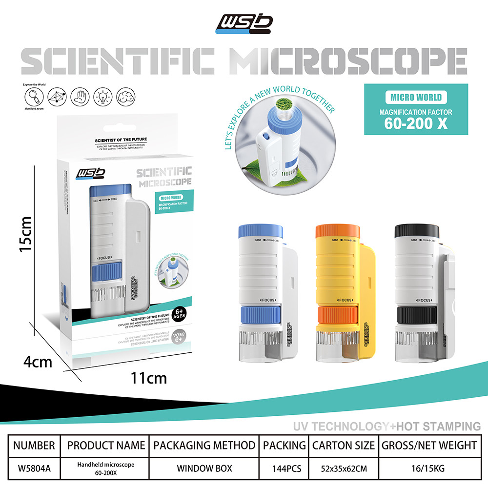 Children's Handheld Microscope Optical HD Portable Microscope with LED Light