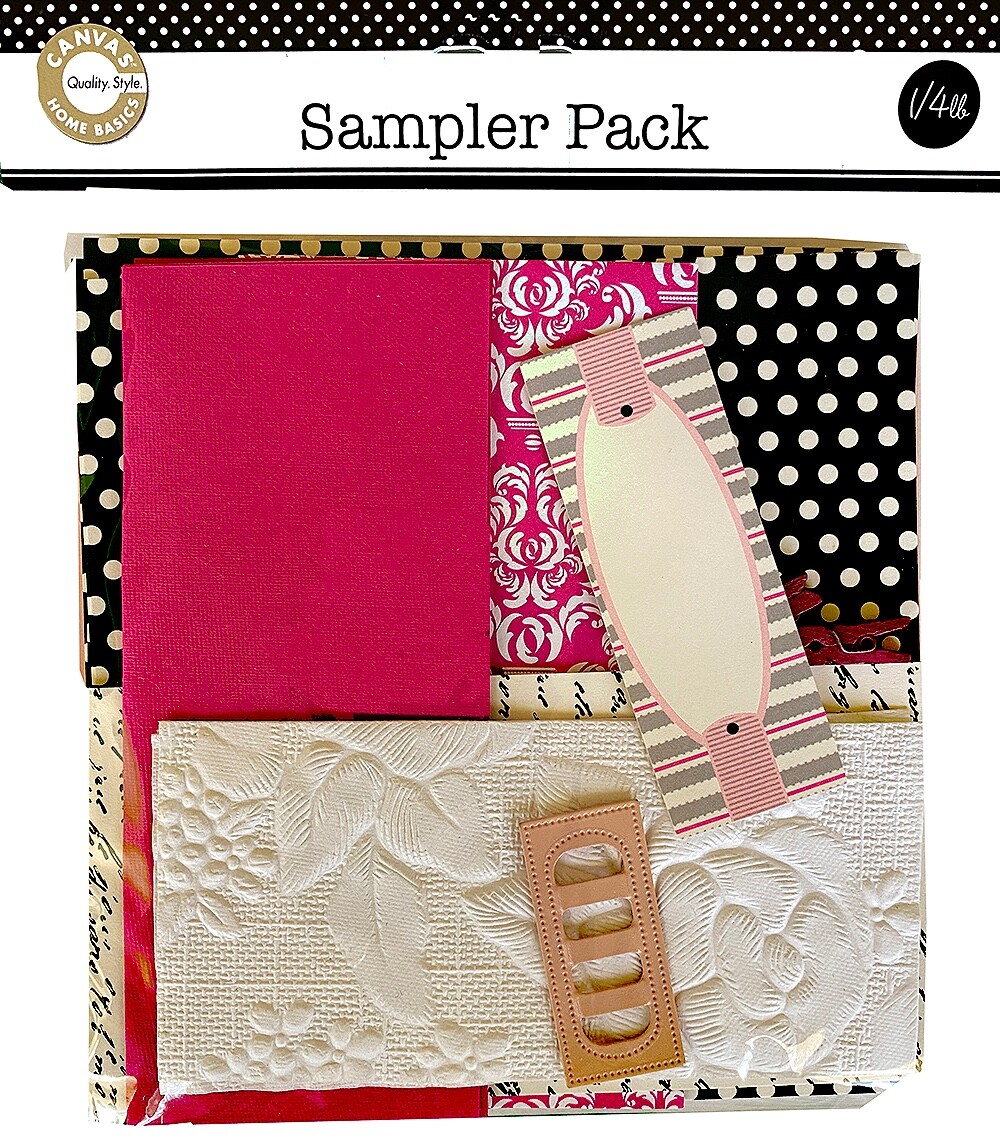 Canvas Corp, Sampler Pack, Pink, 1/4 Pound, Cardstock, Fabric, Embellishments