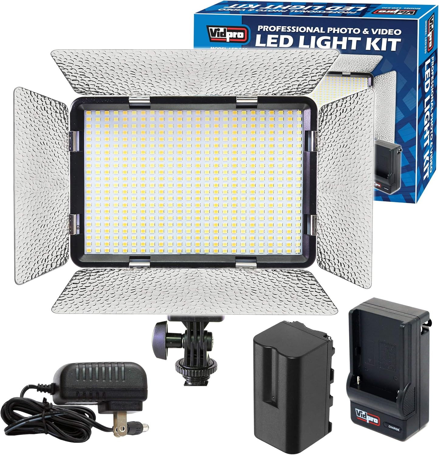 LED-530 Photo and Video Light Kit - on Camera Panel LED Light - Adjustable and D