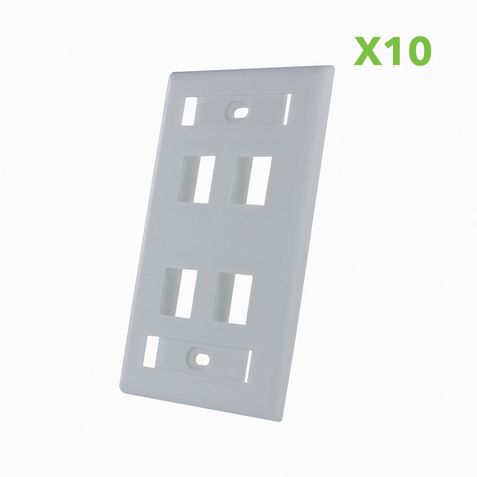 10 X 4-Port Keystone Jack RJ45 CAT Network Faceplate Wall Plate- White w/Windows
