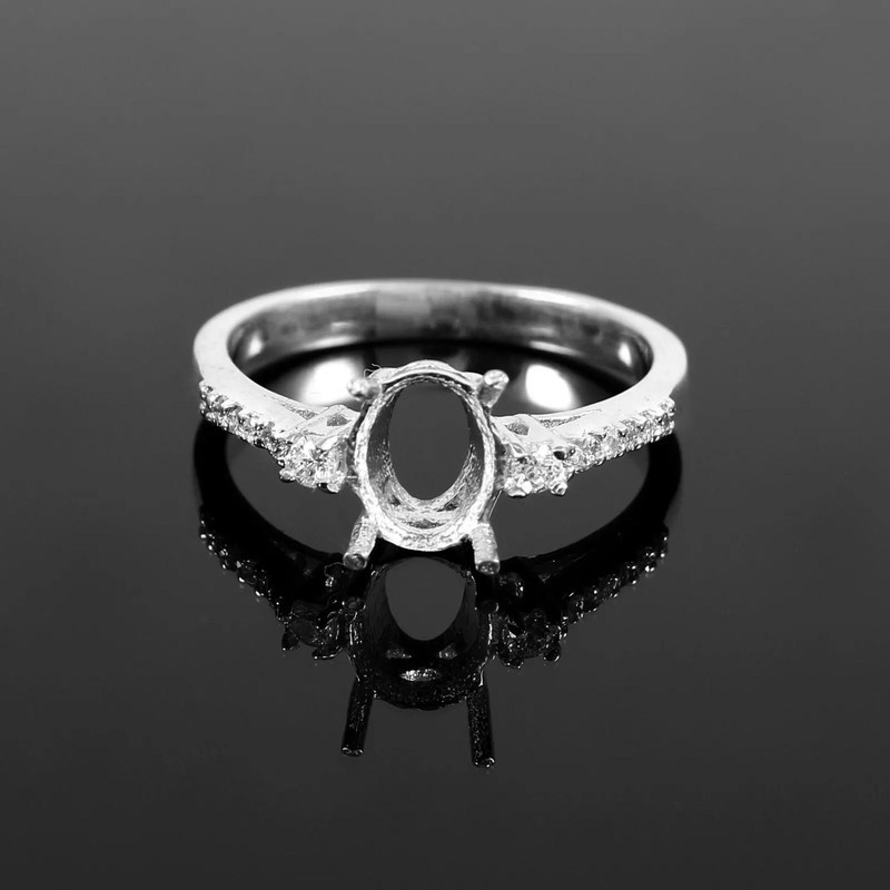 Semi Mount Stone Setting Size 8X6 MM Oval Shape 925 Sterling Silver Jewelry