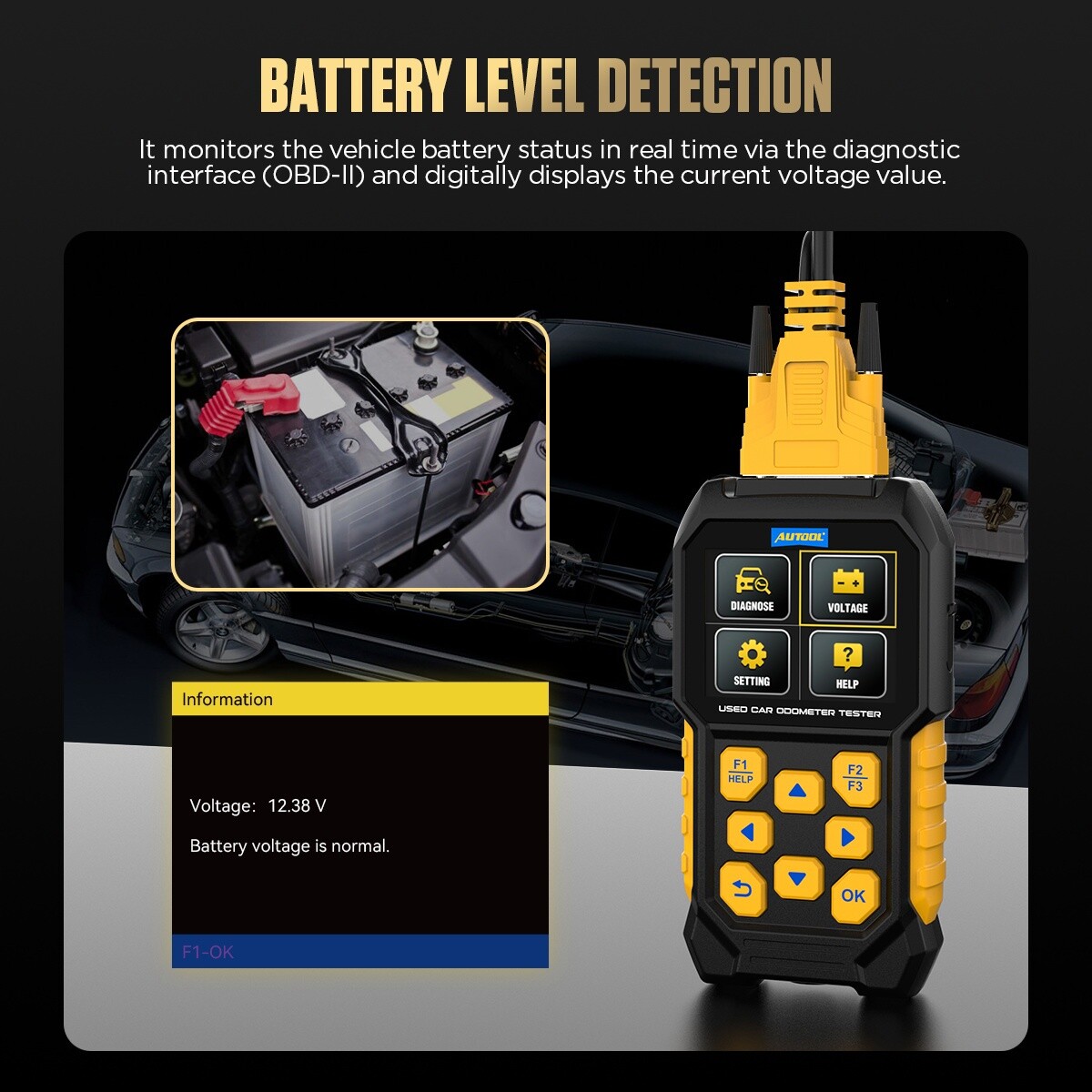 Auto Odometer Mileage OBD2 Diagnostic Scanner Engine Code Reader Battery Tester