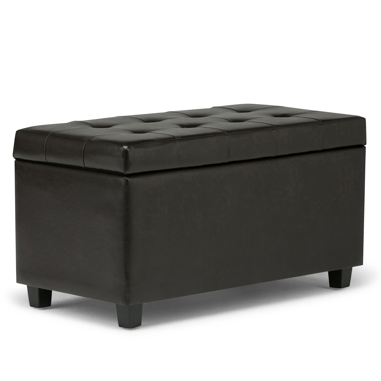 Cosmopolitan Storage Ottoman - 34 inch Wide Upholstered Vegan Leather Rectang...