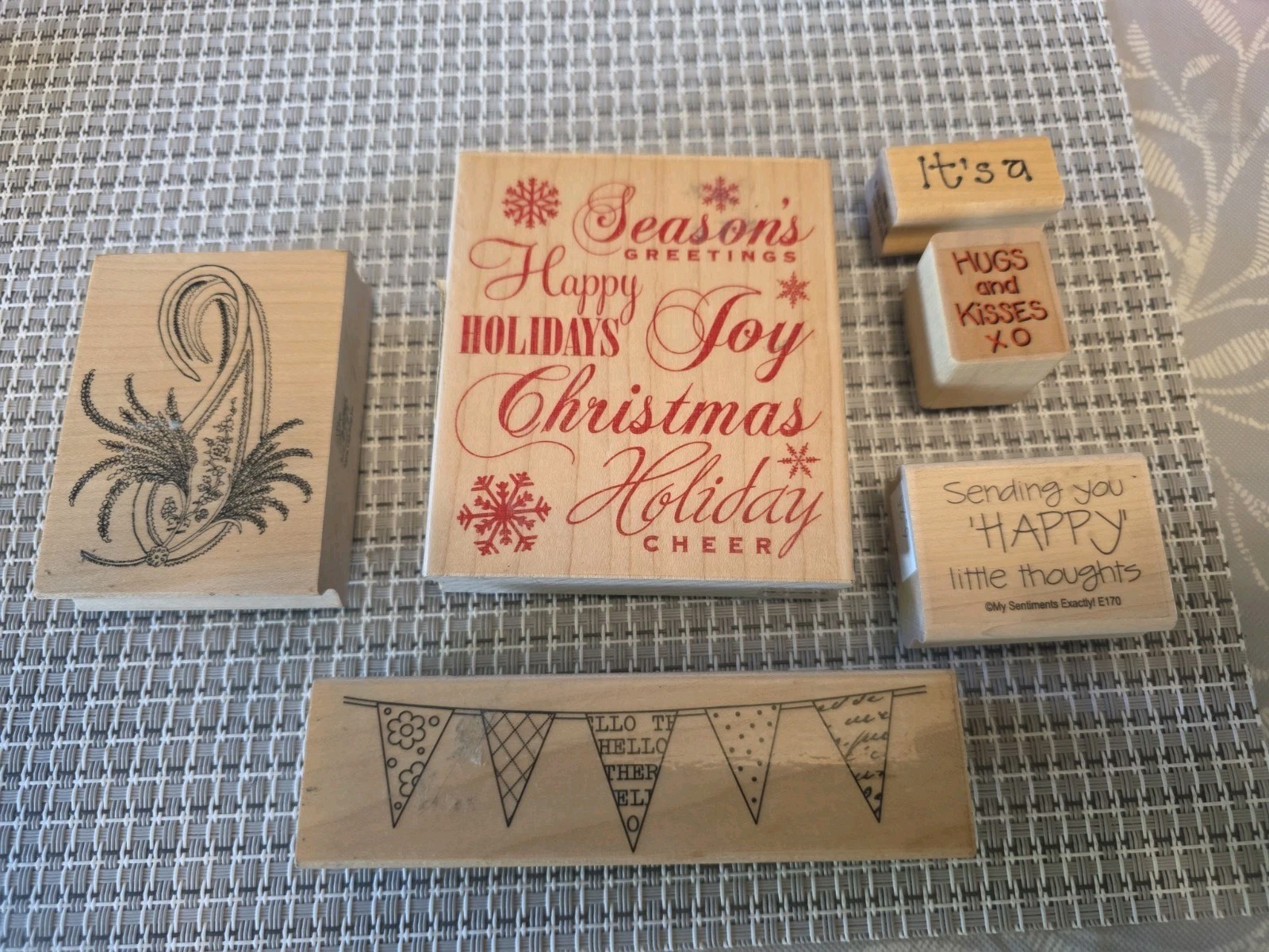 6 Piece Rubber Mounted Wood Stamps Variety Of Patterns/sizes All New!!