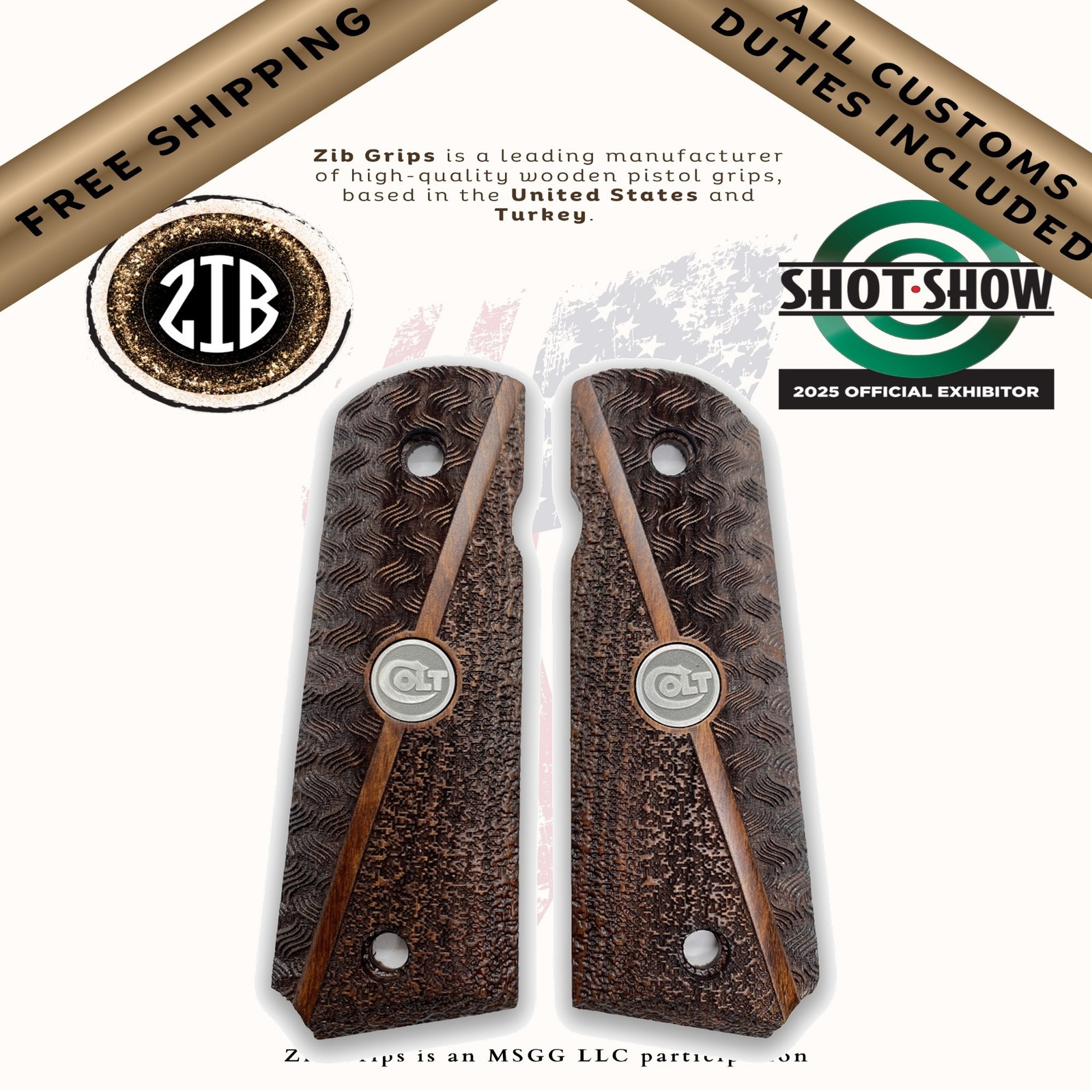 Zib Grips Wooden Series Pistol Grips for Colt 1911