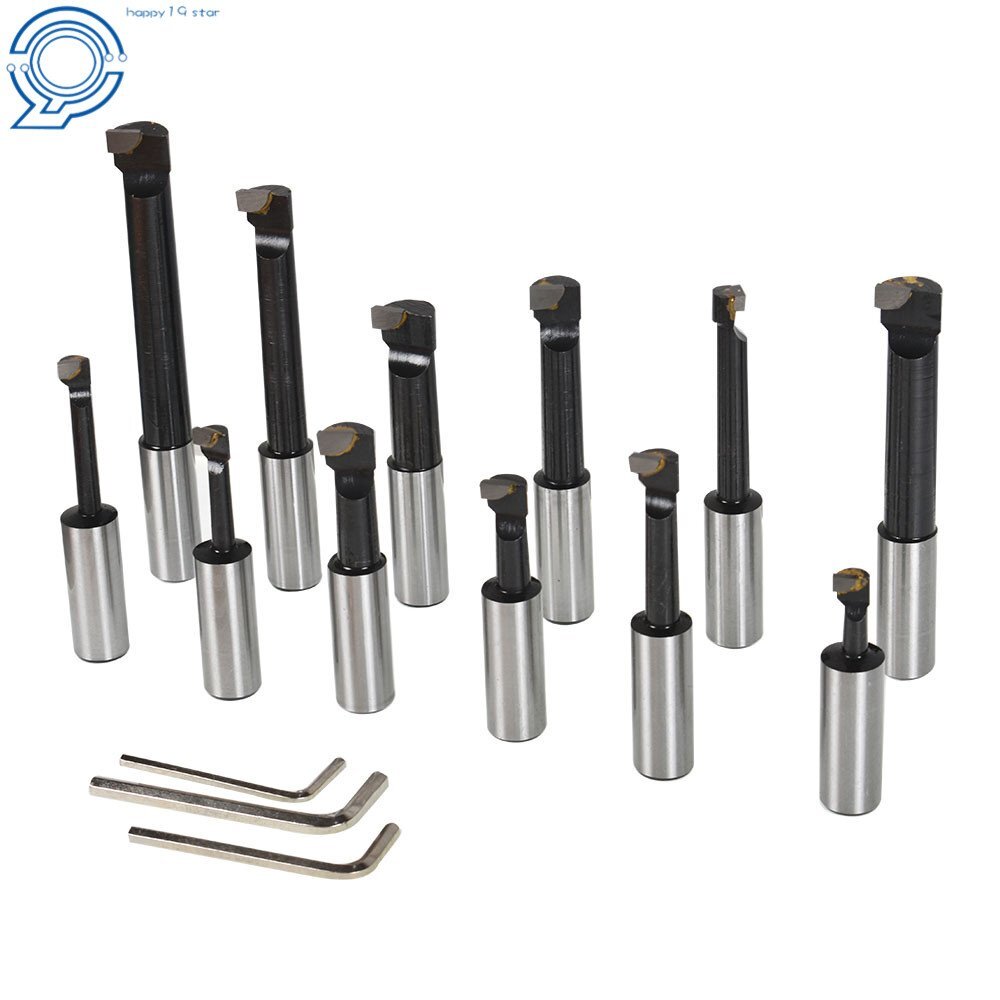 3 Inch Precision Boring Head W/ R8 Shank 12 Pcs 3/4" Carbide Boring Bars Set