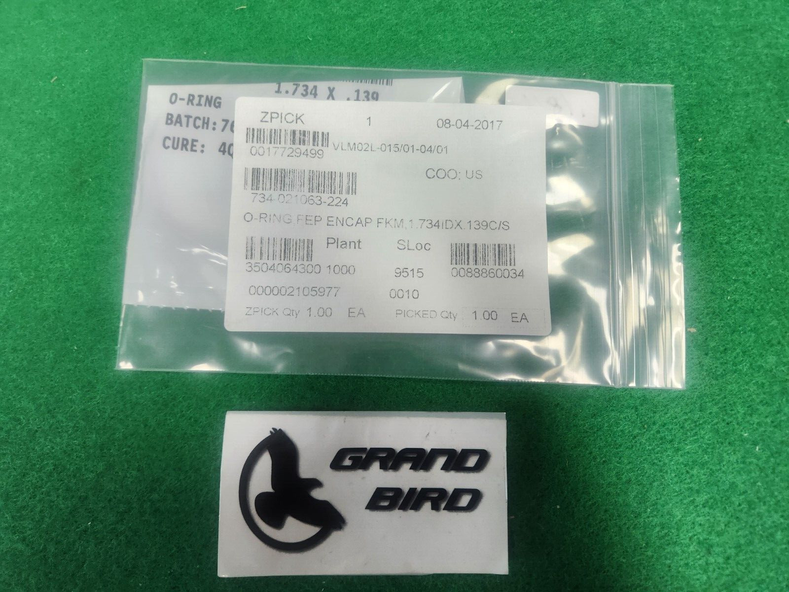 LAM RESEARCH 734-021063-224 O-RING, FEP ENCAP FKM, 11.734IDX.139C/S, NEW