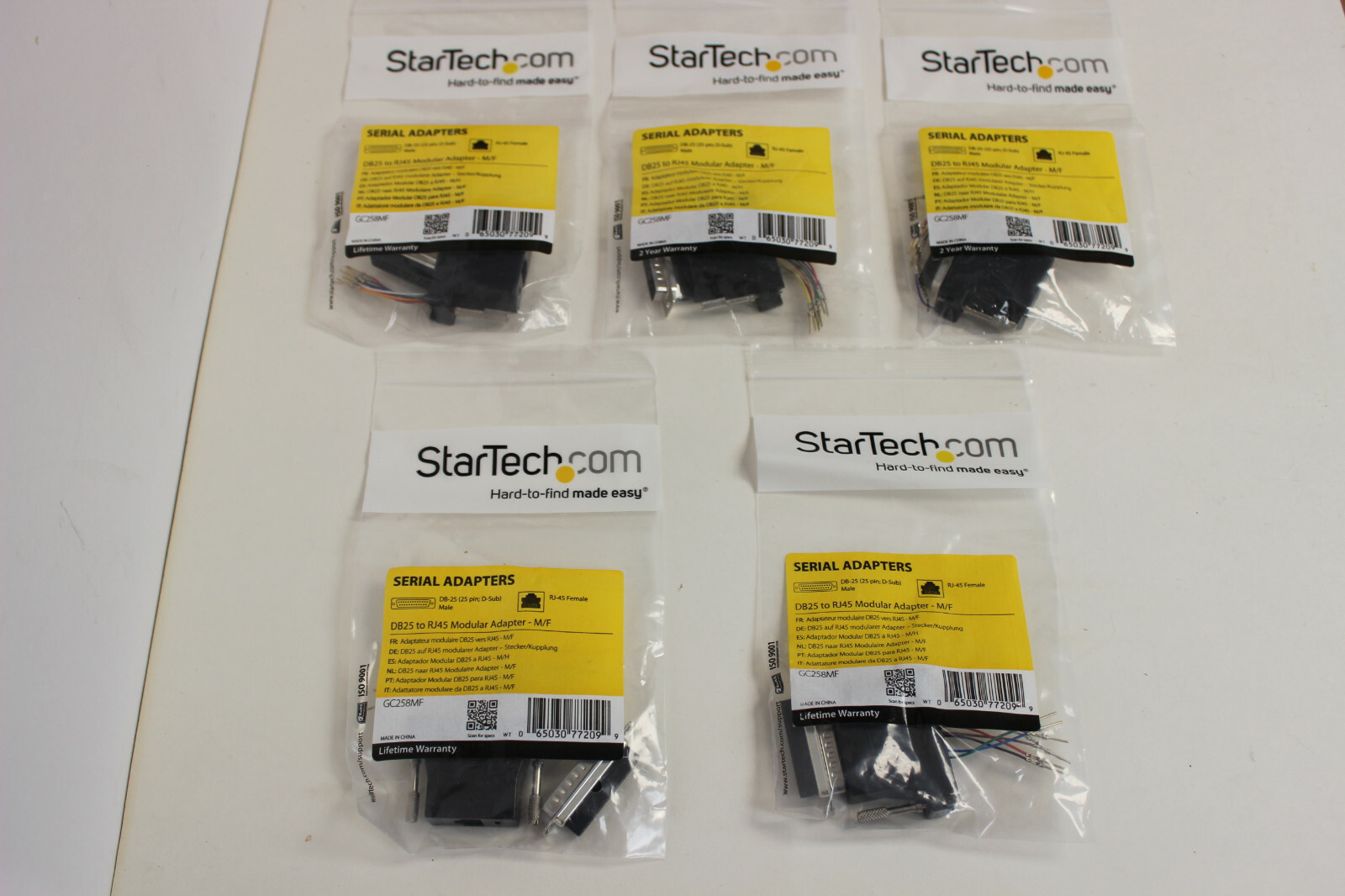 STARTECH GC258MF SERIAL ADAPTER DB25 TO RJ45 MODULAR ADAPTER M/F NEW  QTY  5